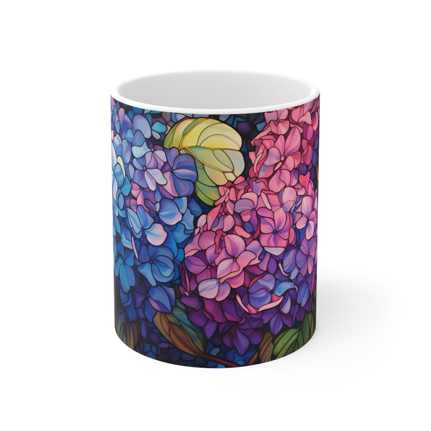 Stained Glass Hydrangea Mug