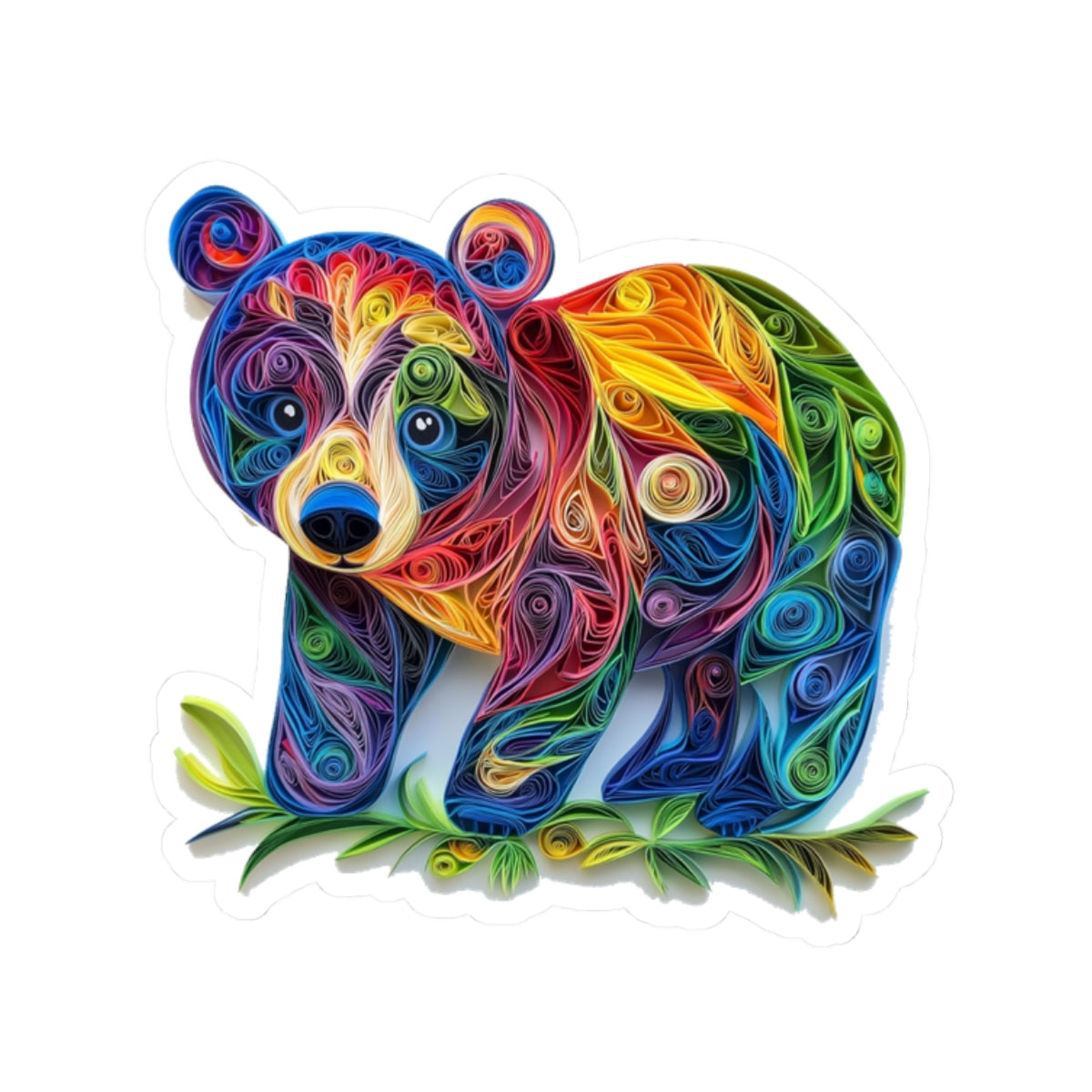 Faux Paper Quill Bear Sticker