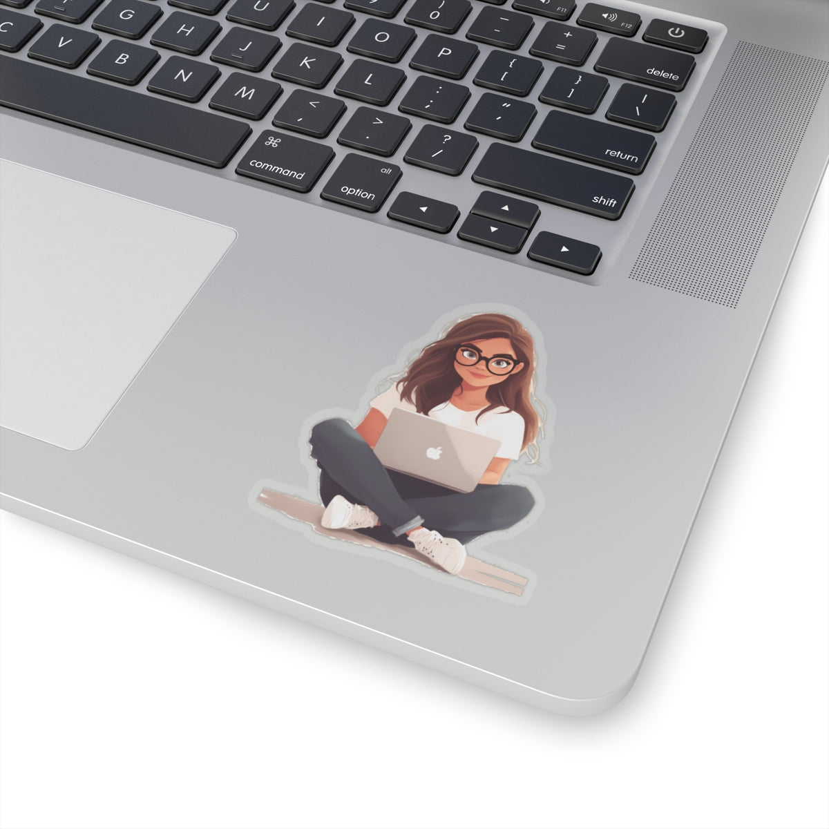 Brunette Woman with Glasses Sticker