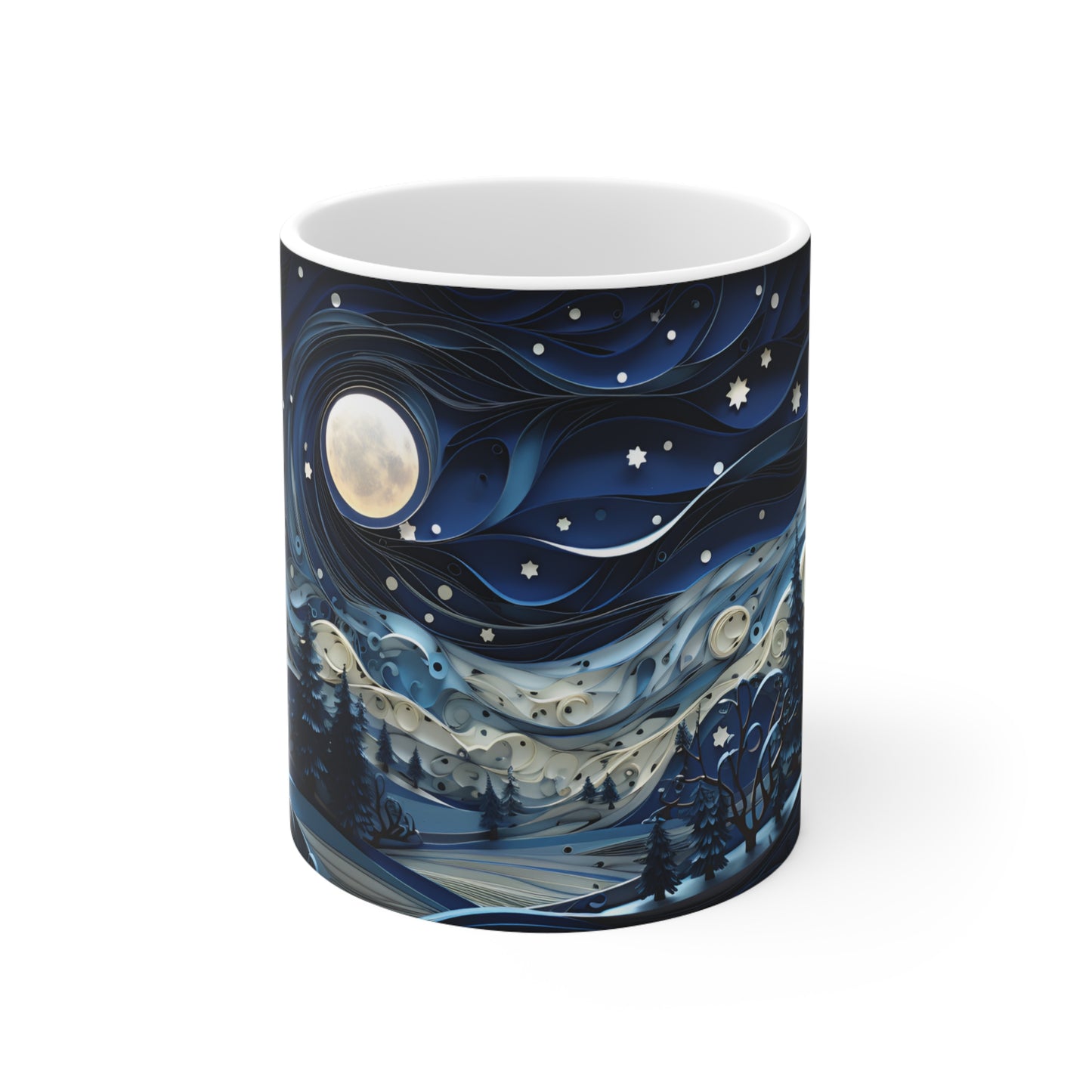3D Paper Quilled Winter Winds Mug - 11 oz Ceramic Mug -