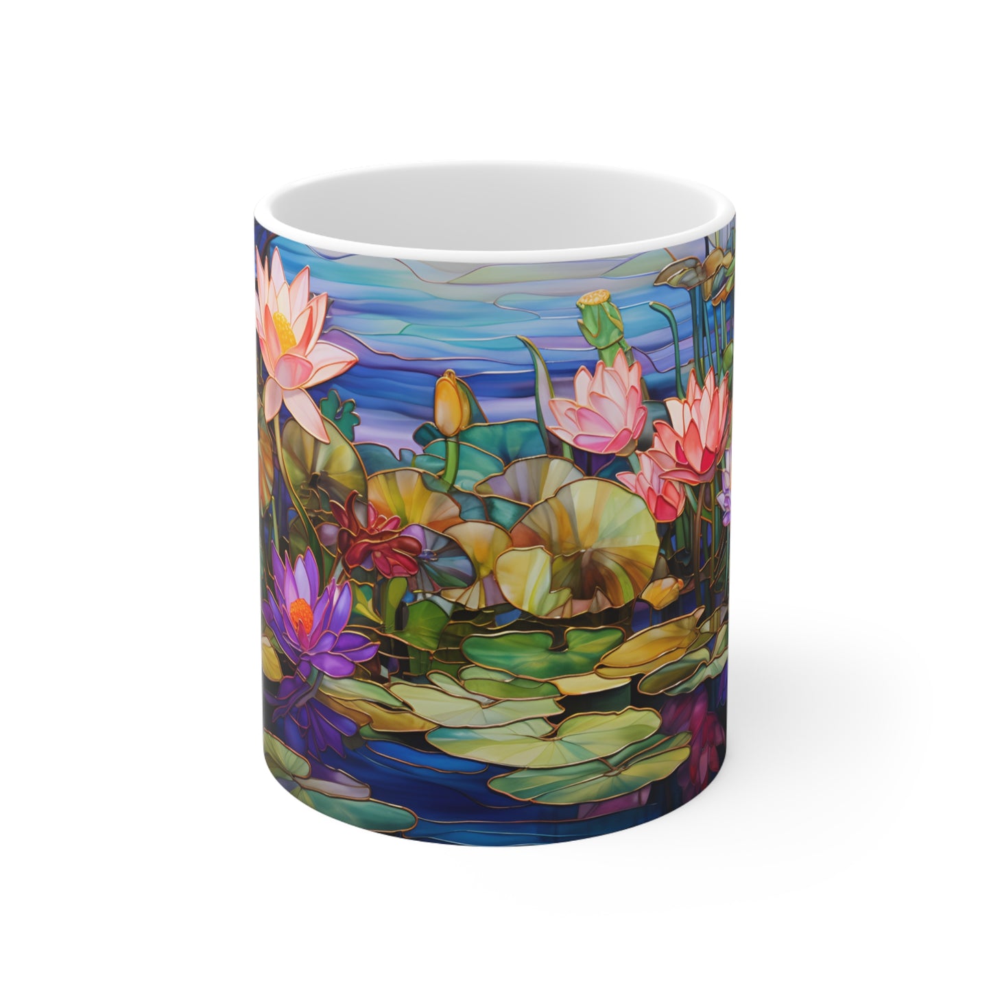 Stained Glass Water Lily Mug
