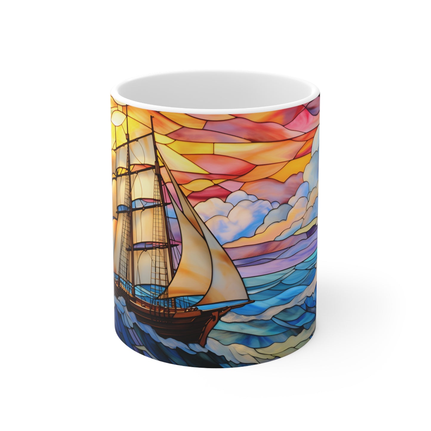 Stained Glass Ship Design Mug
