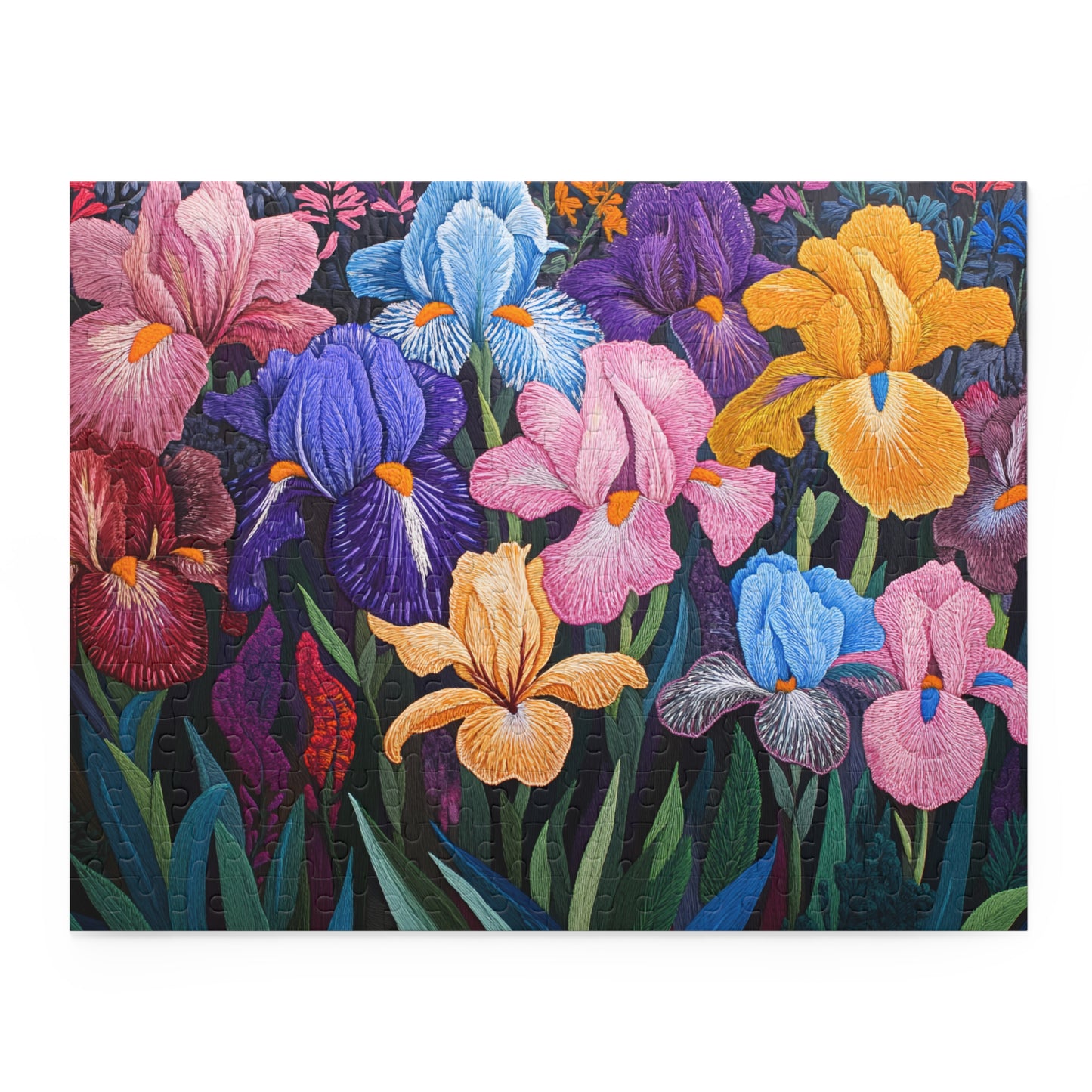 Faux Embroidered Irises Puzzle (252 or 500-Piece)