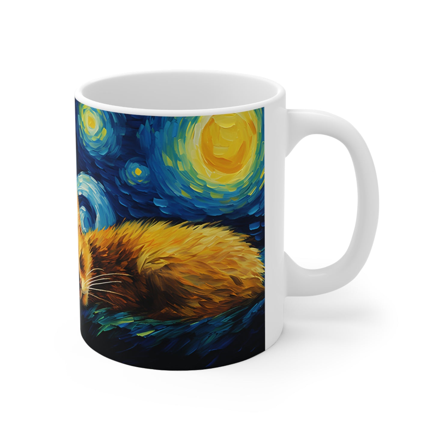 Sleeping Cat Starry Night Mug- 11 oz Ceramic Mug -