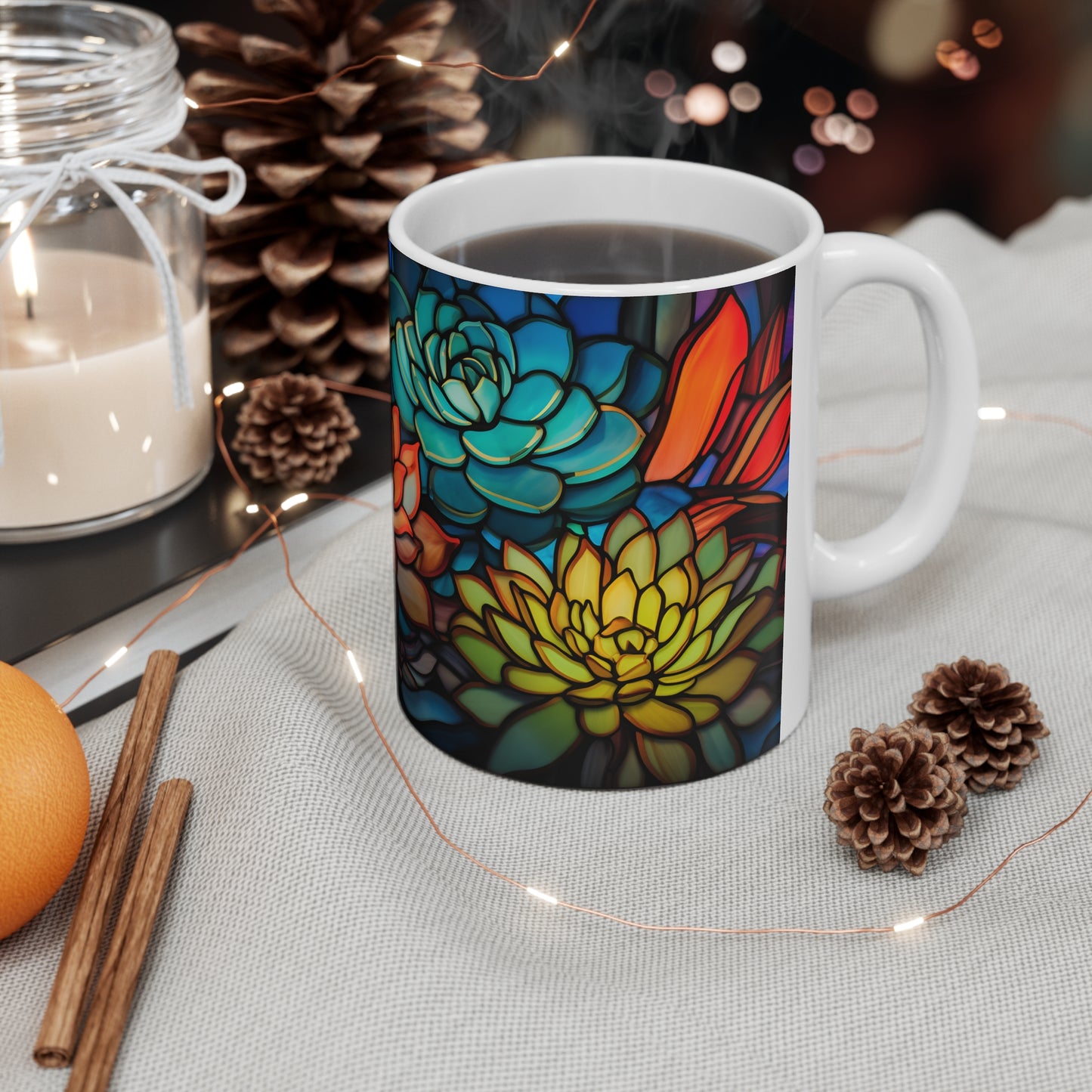 Stained Glass Succulent Mug