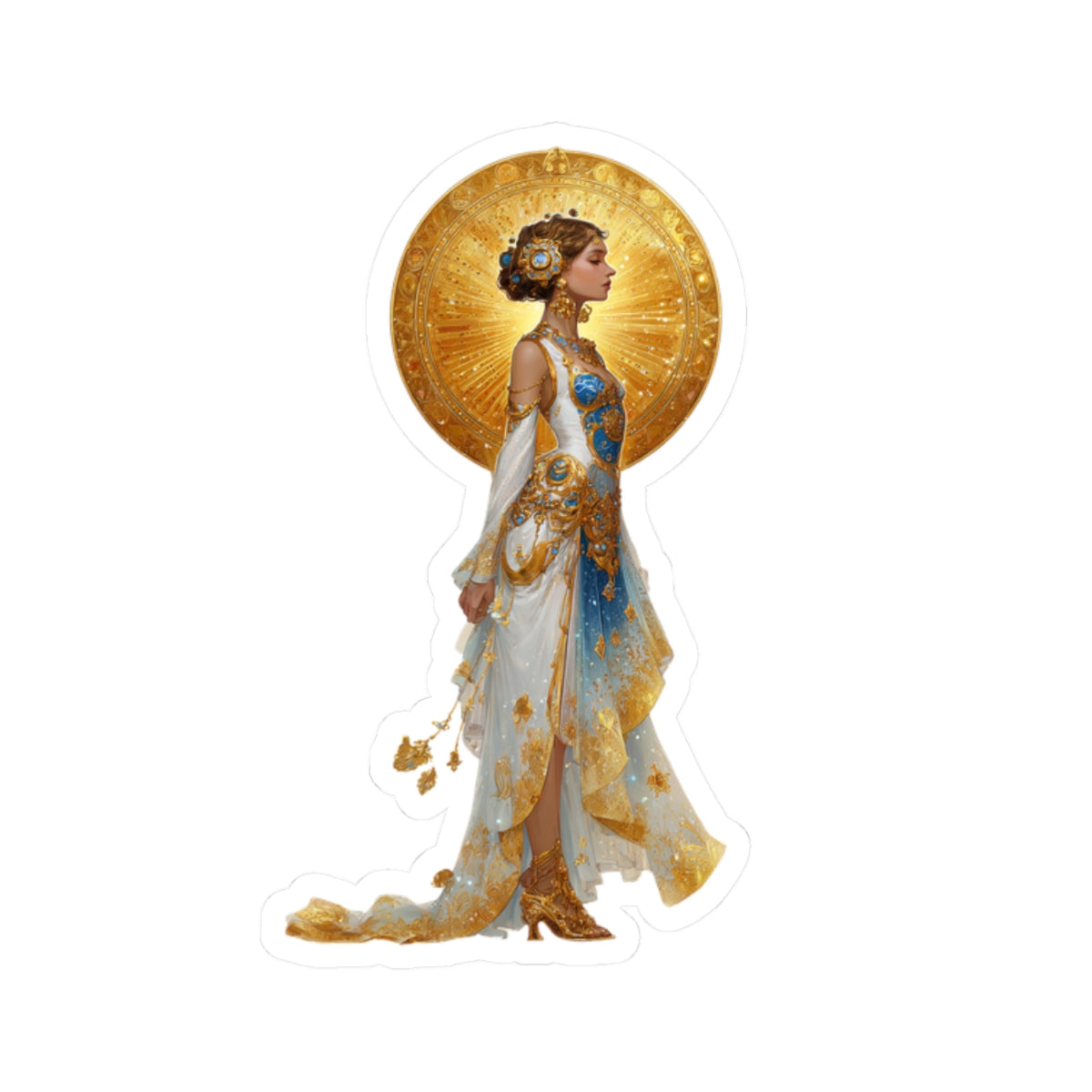Beautiful Woman in White Dress Sticker