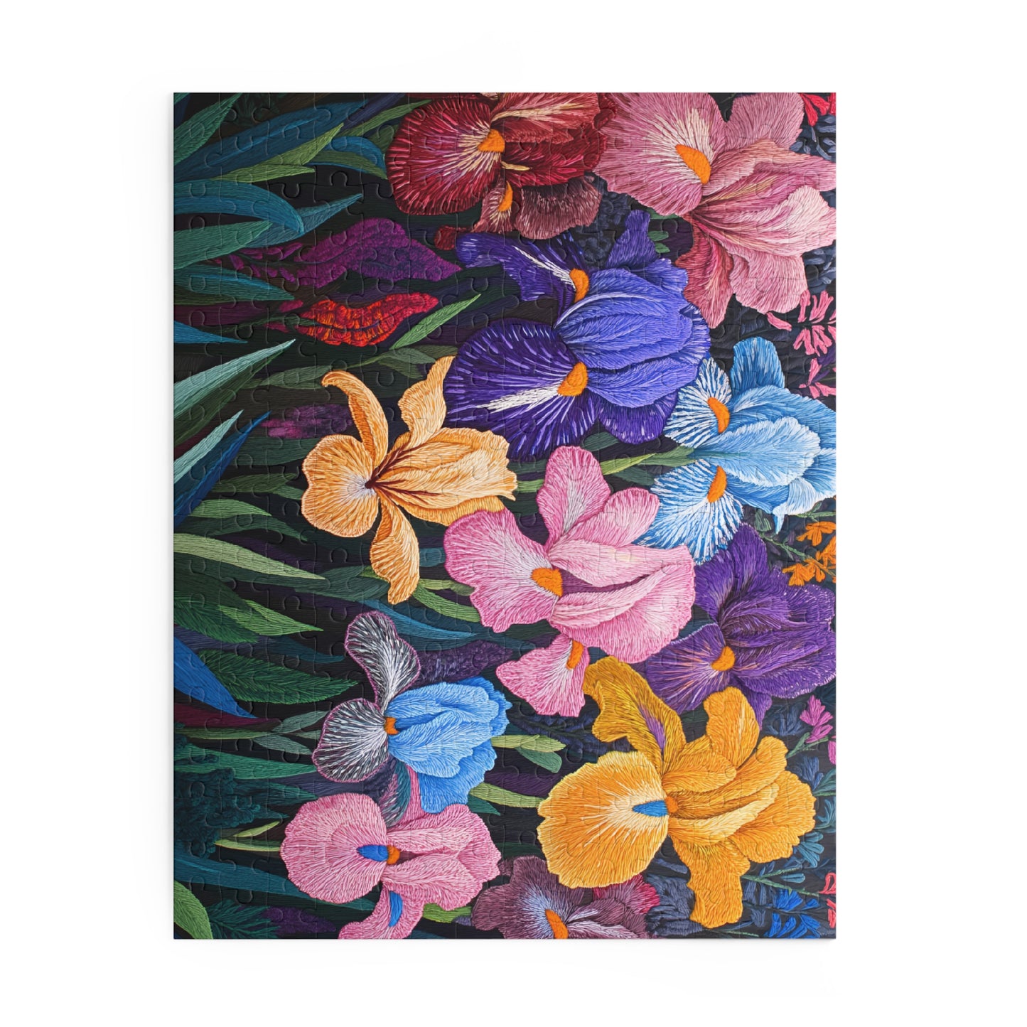 Faux Embroidered Irises Puzzle (252 or 500-Piece)