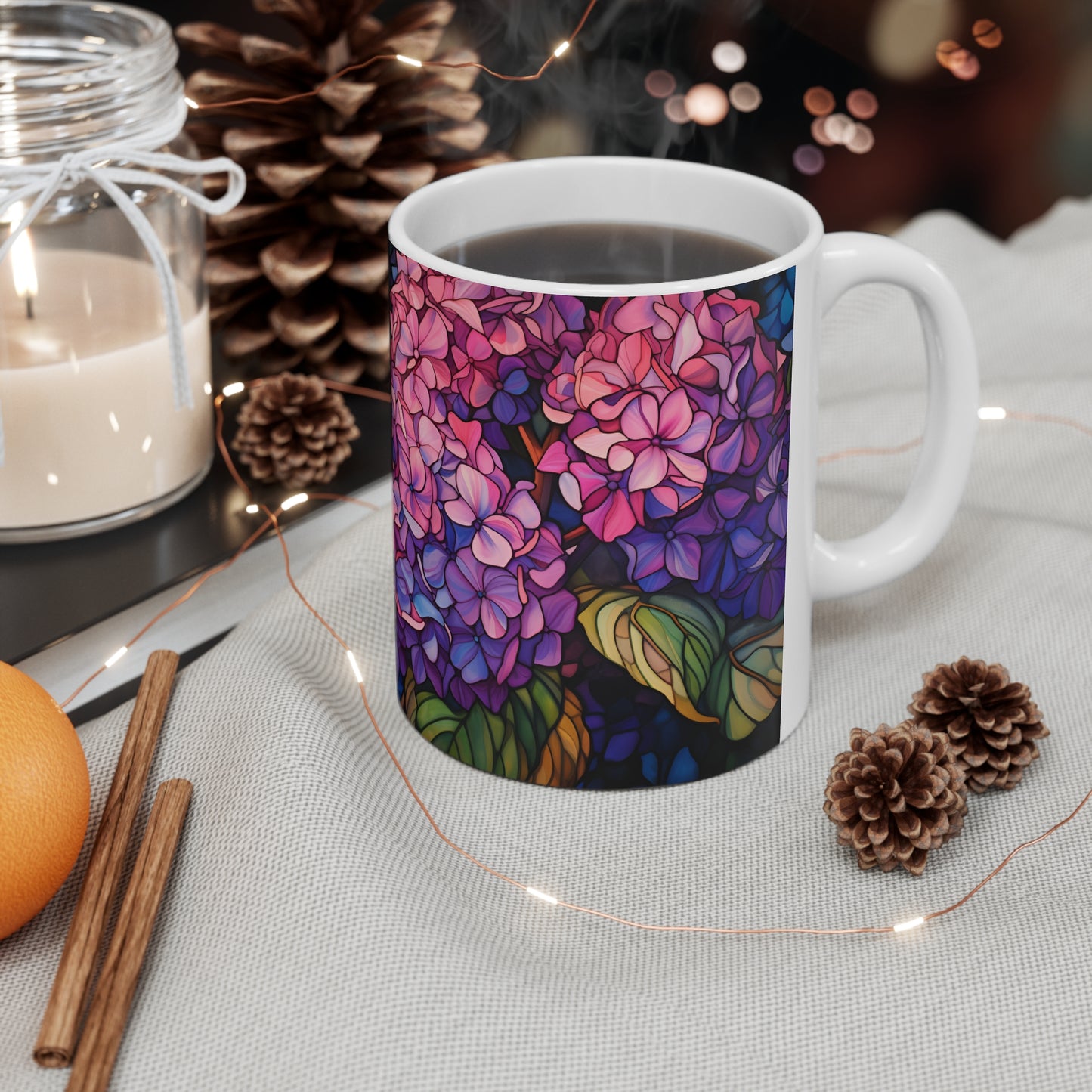 Stained Glass Hydrangea Mug