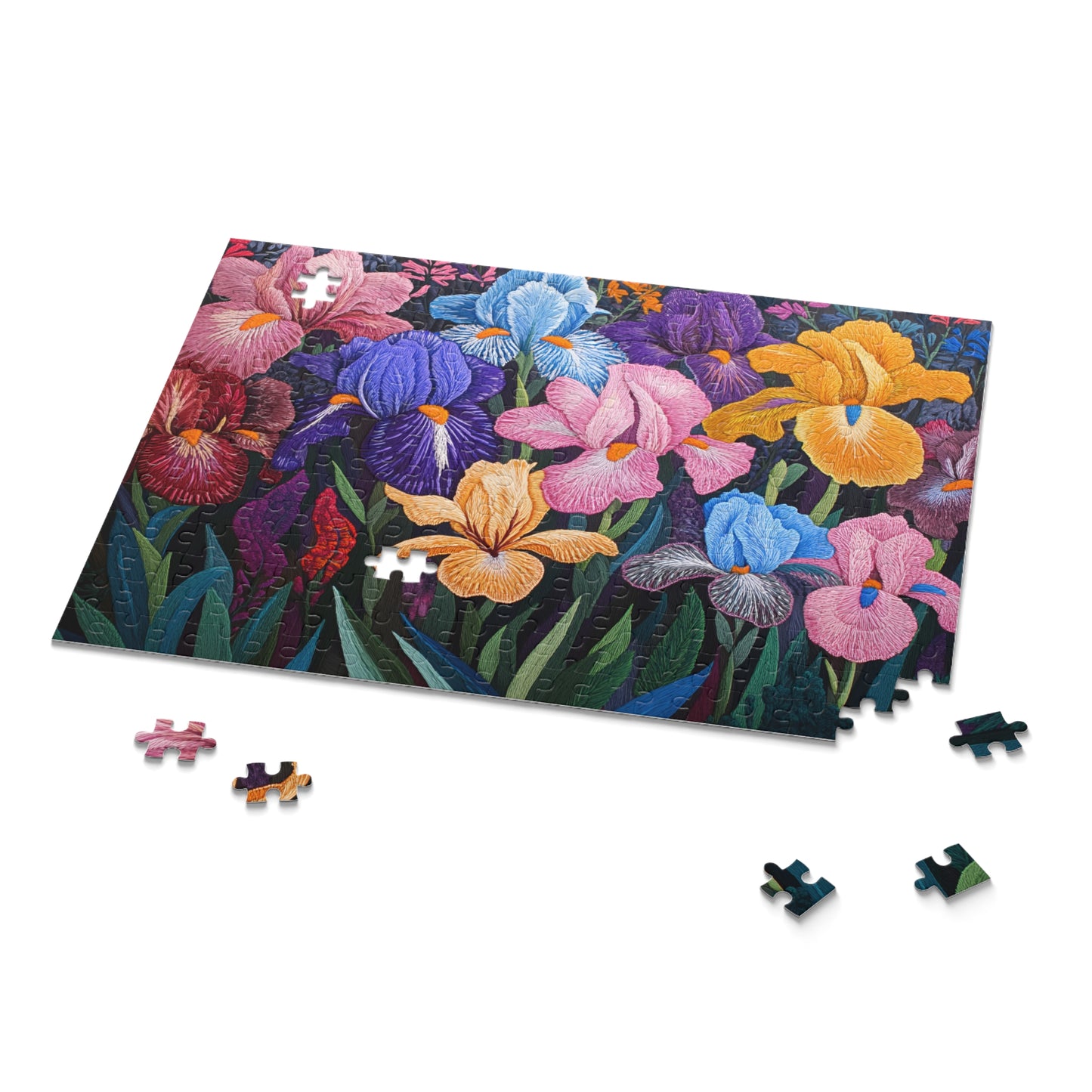Faux Embroidered Irises Puzzle (252 or 500-Piece)