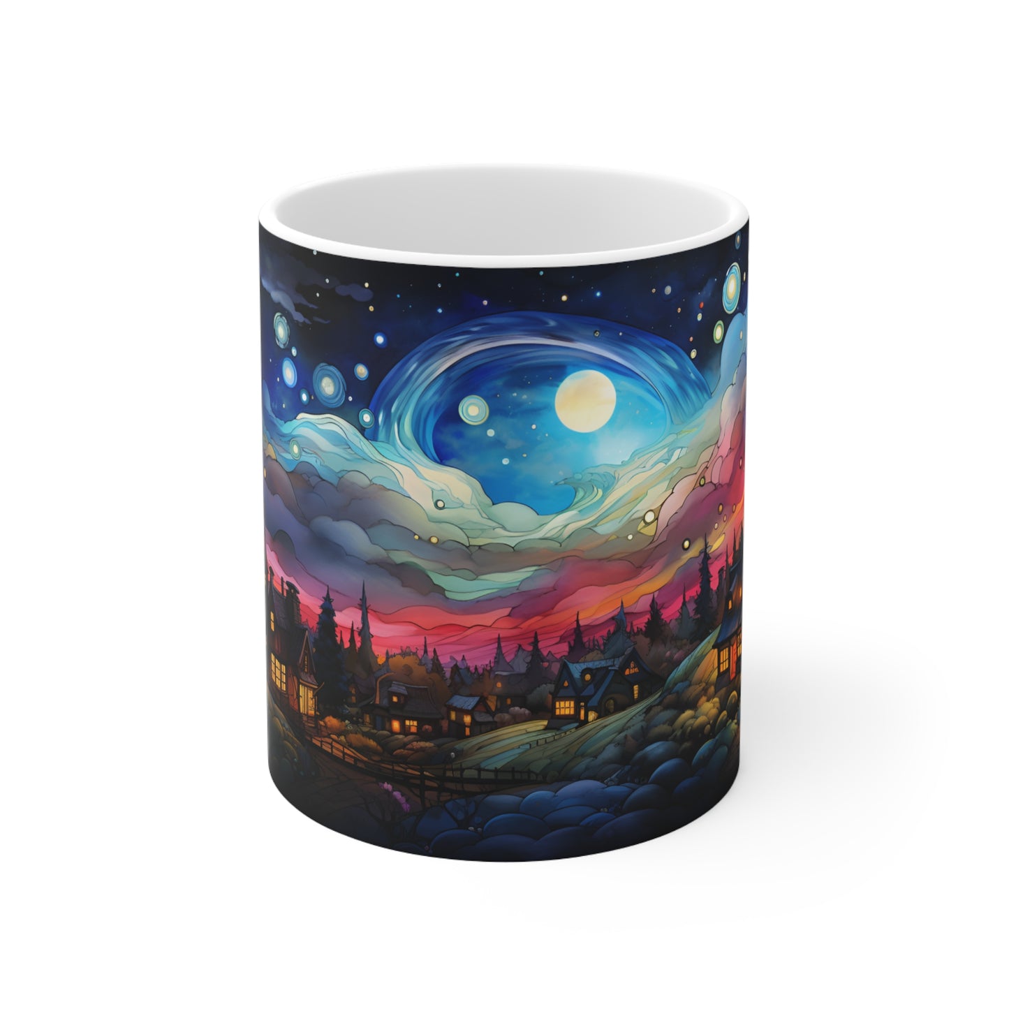 Pink Night Sky Mug - 11pz Ceramic Mug