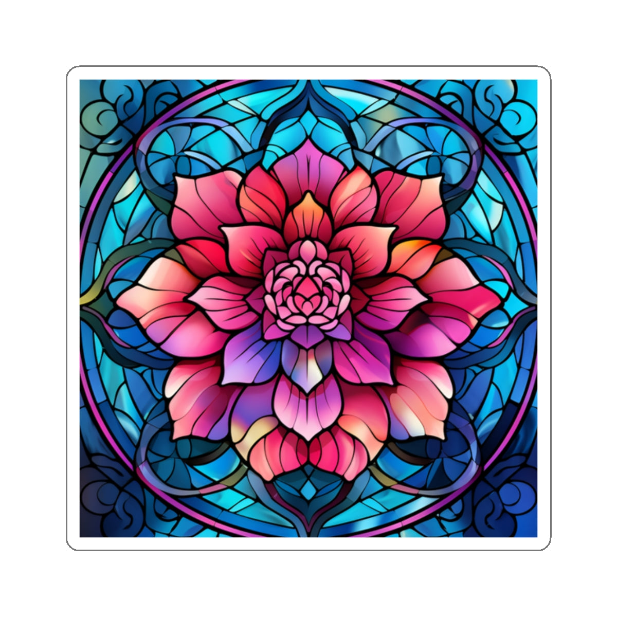 Stained Glass Flower Sticker