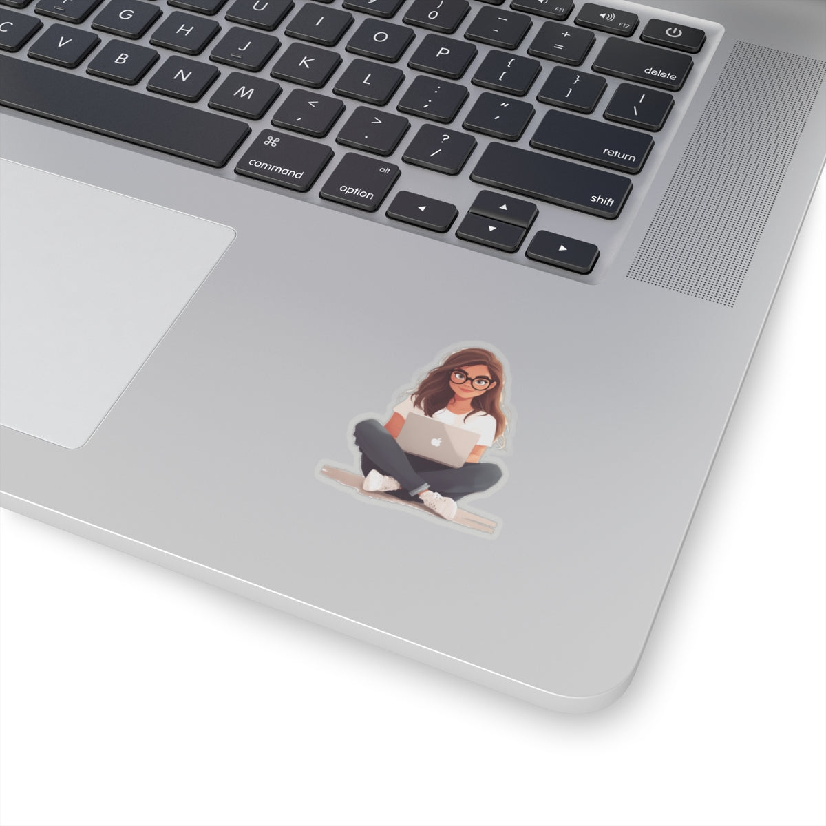 Brunette Woman with Glasses Sticker