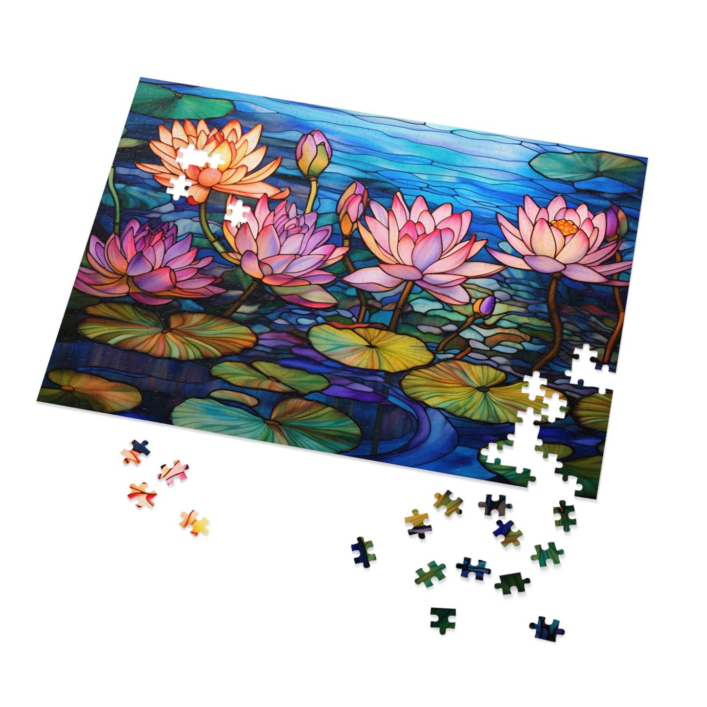 Stained Glass Water Lilies Jigsaw Puzzle ( 500,1000-Piece)