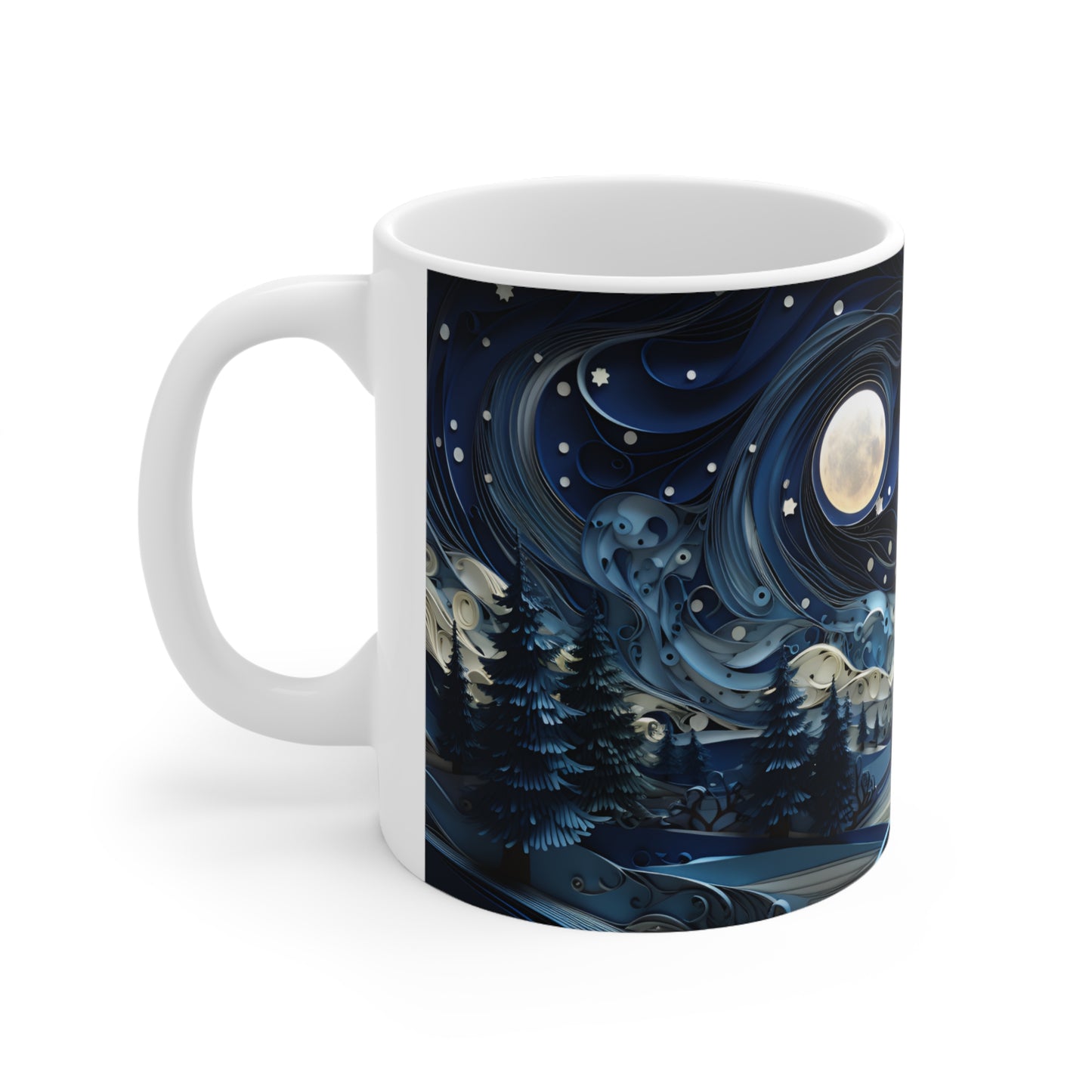 3D Paper Quilled Winter Winds Mug - 11 oz Ceramic Mug -