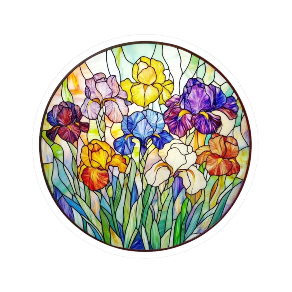 Faux Stained Glass Iris Sticker