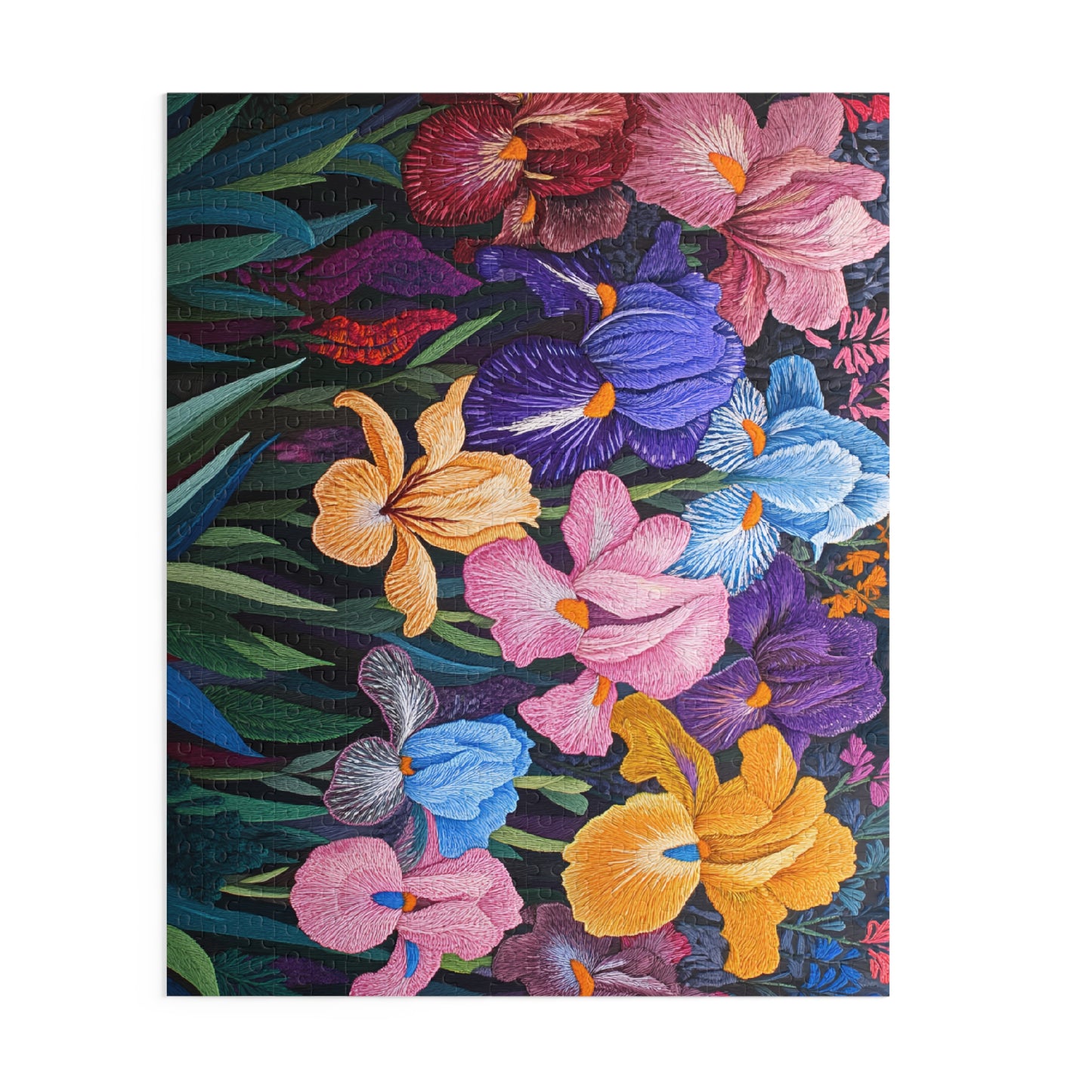 Faux Embroidered Irises Puzzle (252 or 500-Piece)
