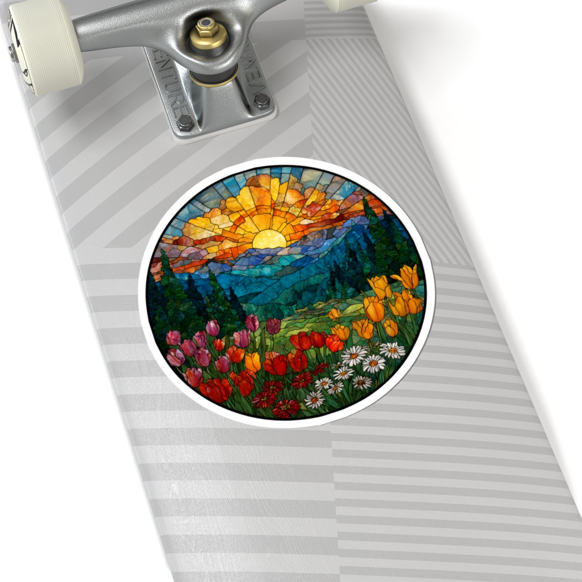 Stained Glass Mountain Sticker