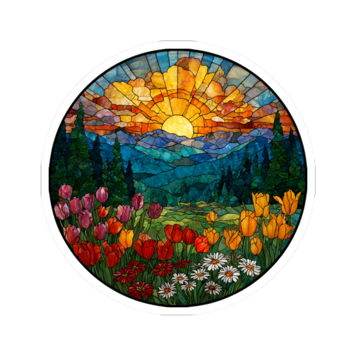 Stained Glass Mountain Sticker