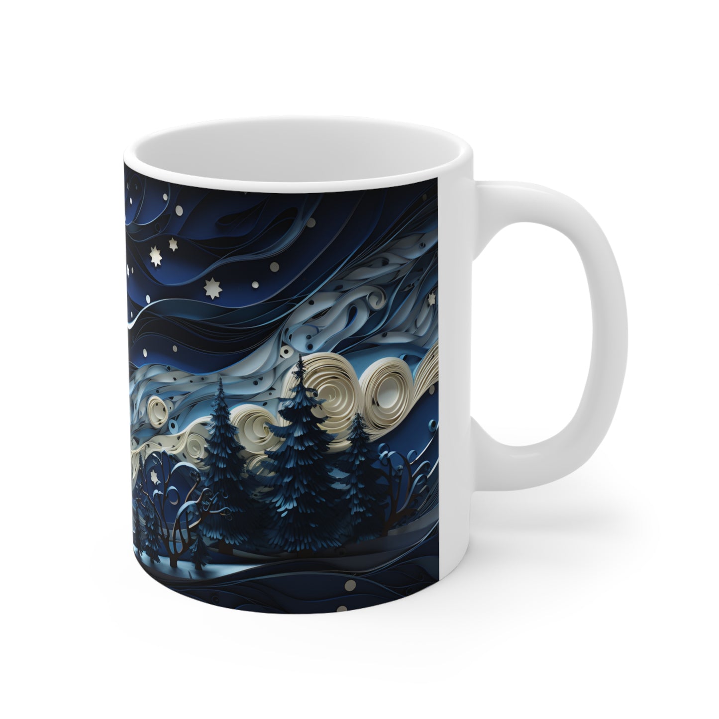3D Paper Quilled Winter Winds Mug - 11 oz Ceramic Mug -