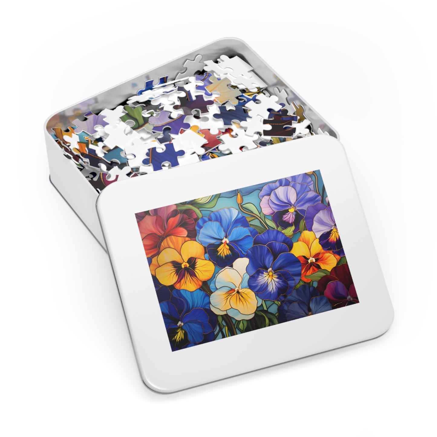 Stained Glass Peonies Jigsaw Puzzle (500 or 1000-Piece)