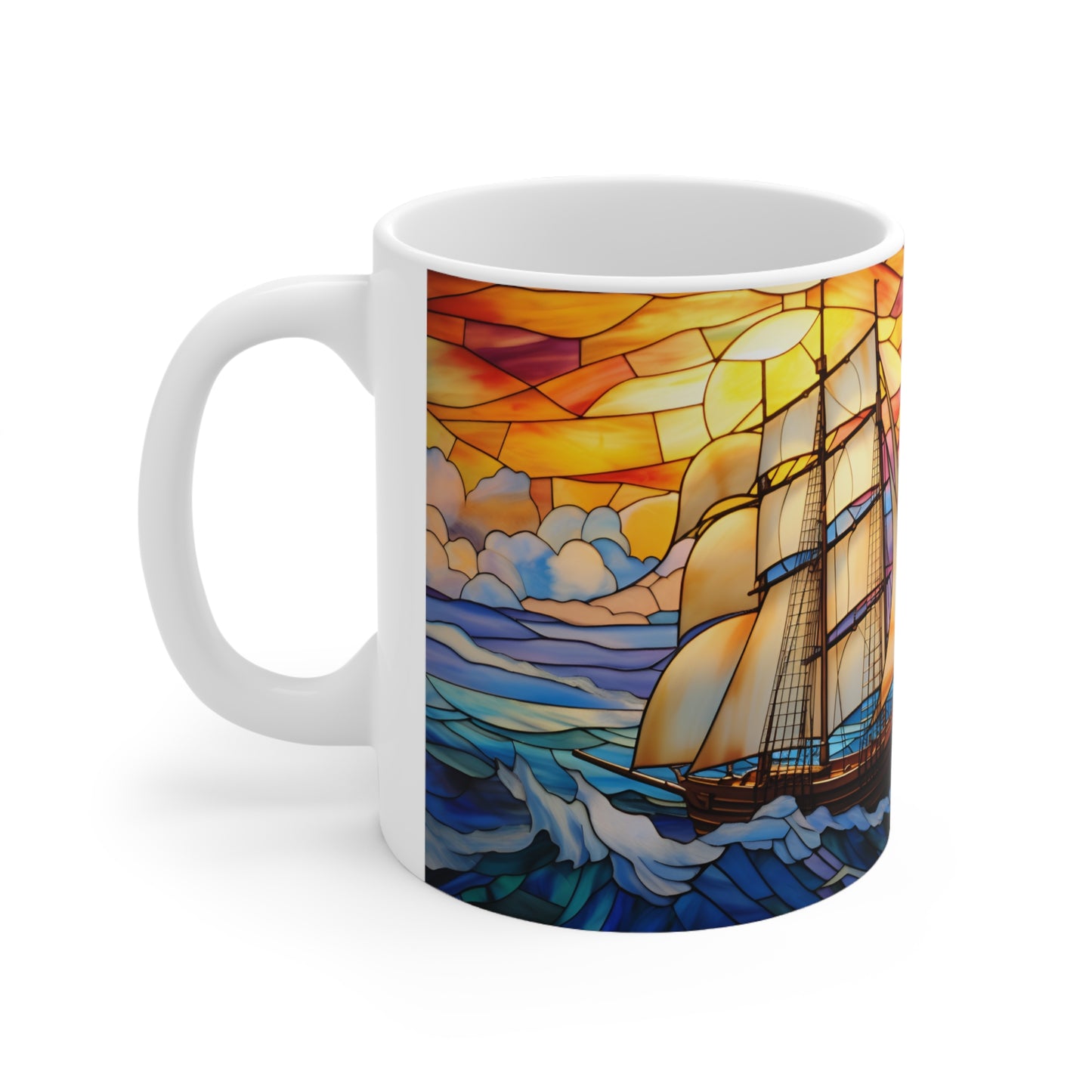 Stained Glass Ship Design Mug