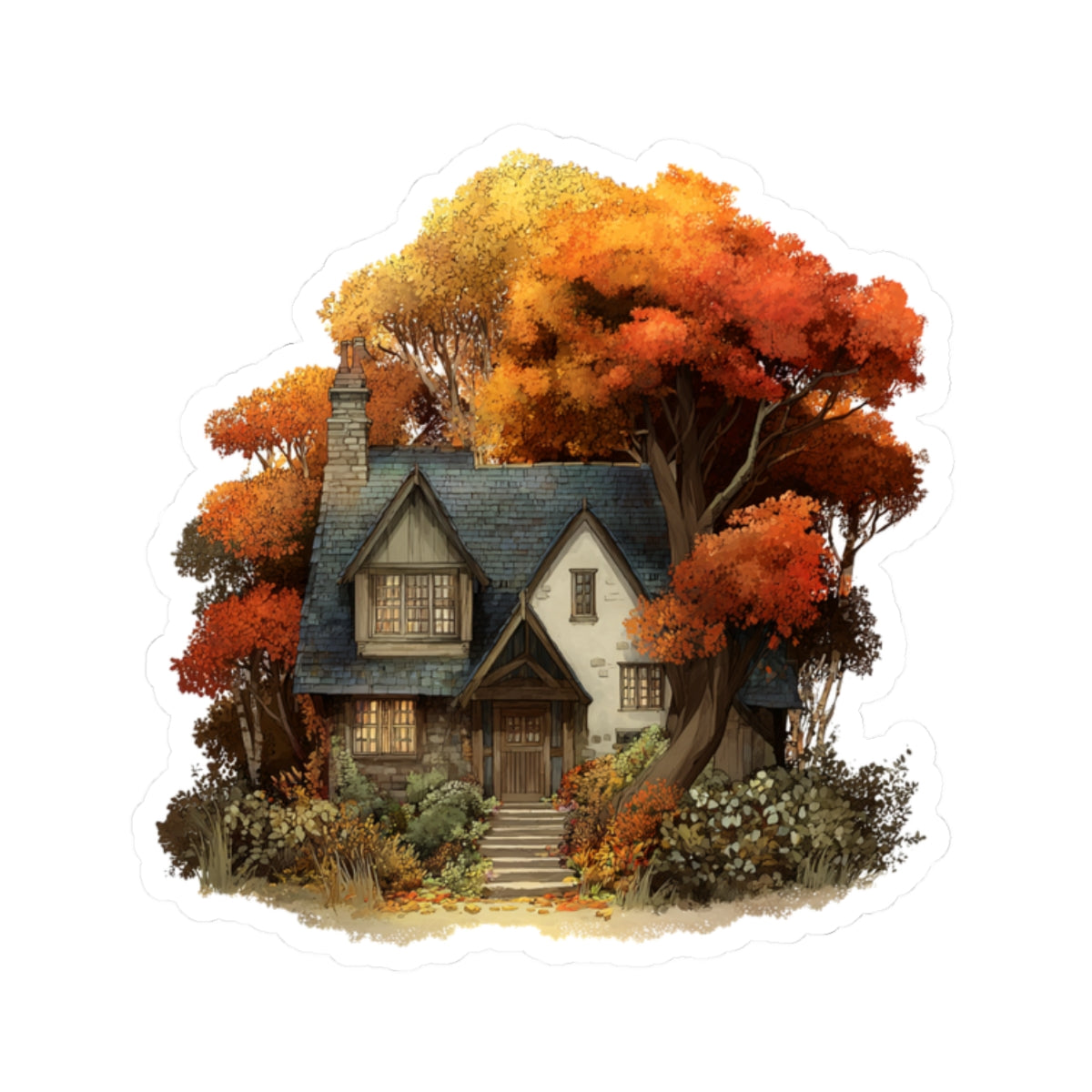 Autumnal Cottage Sticker