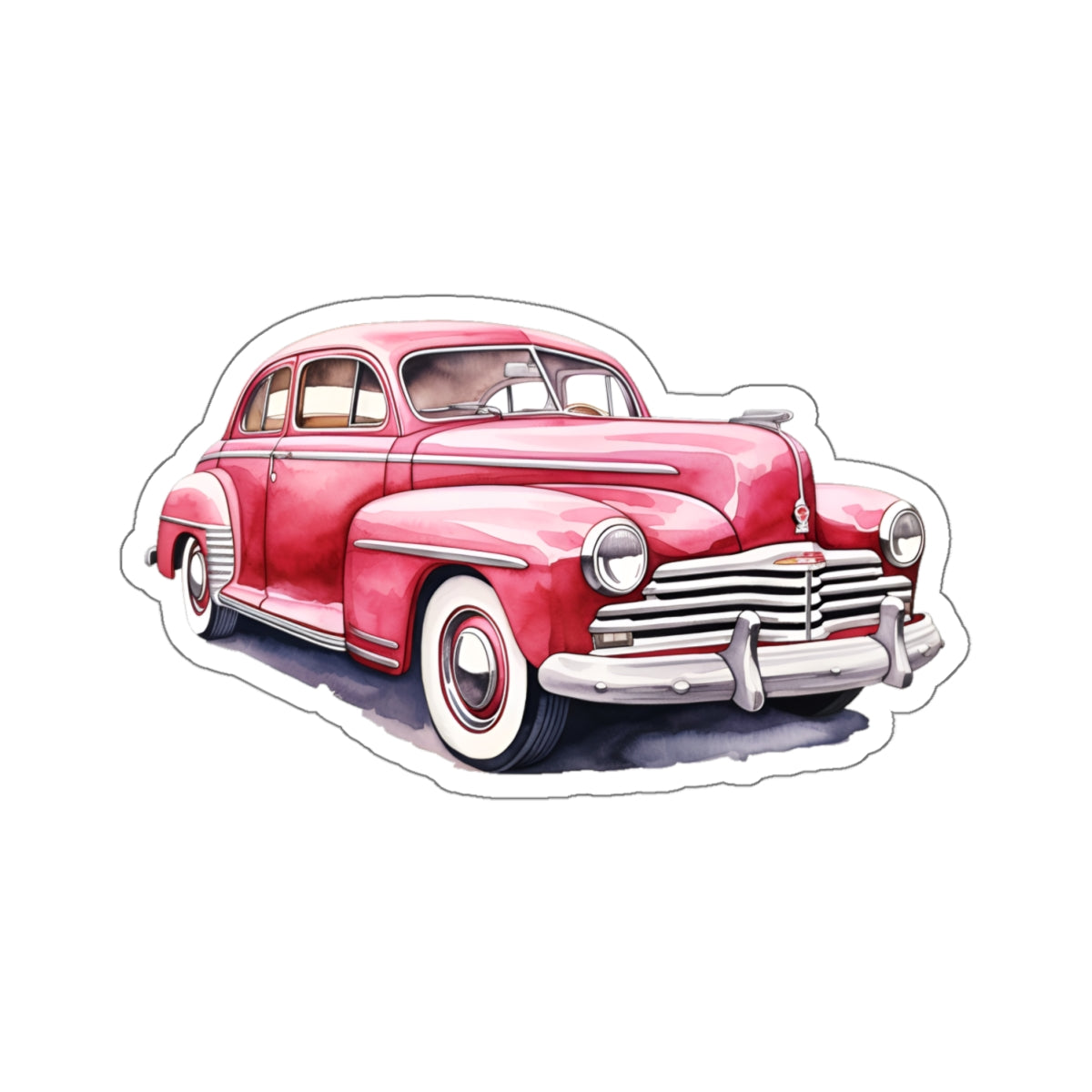Vintage Red Car Sticker