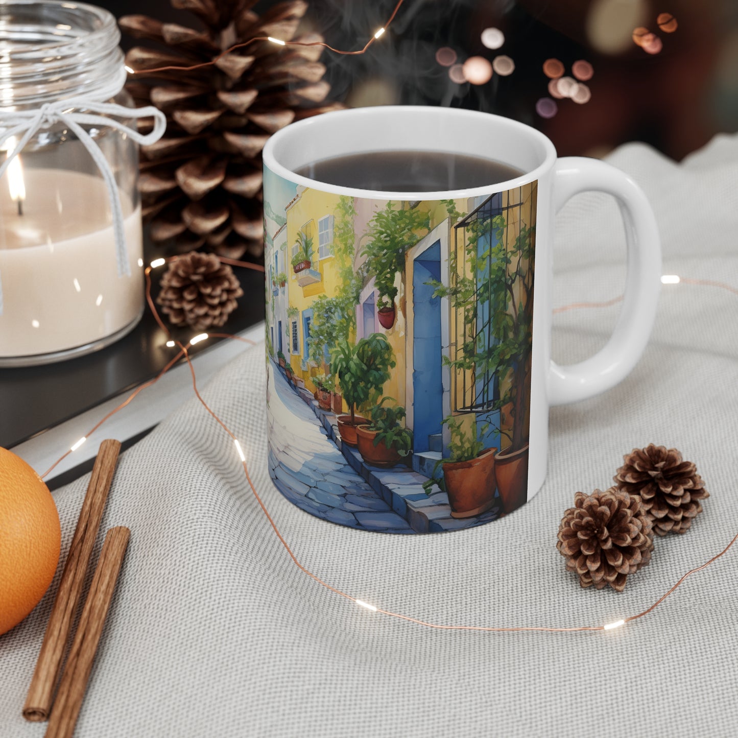 Charming European Street Scene Mug