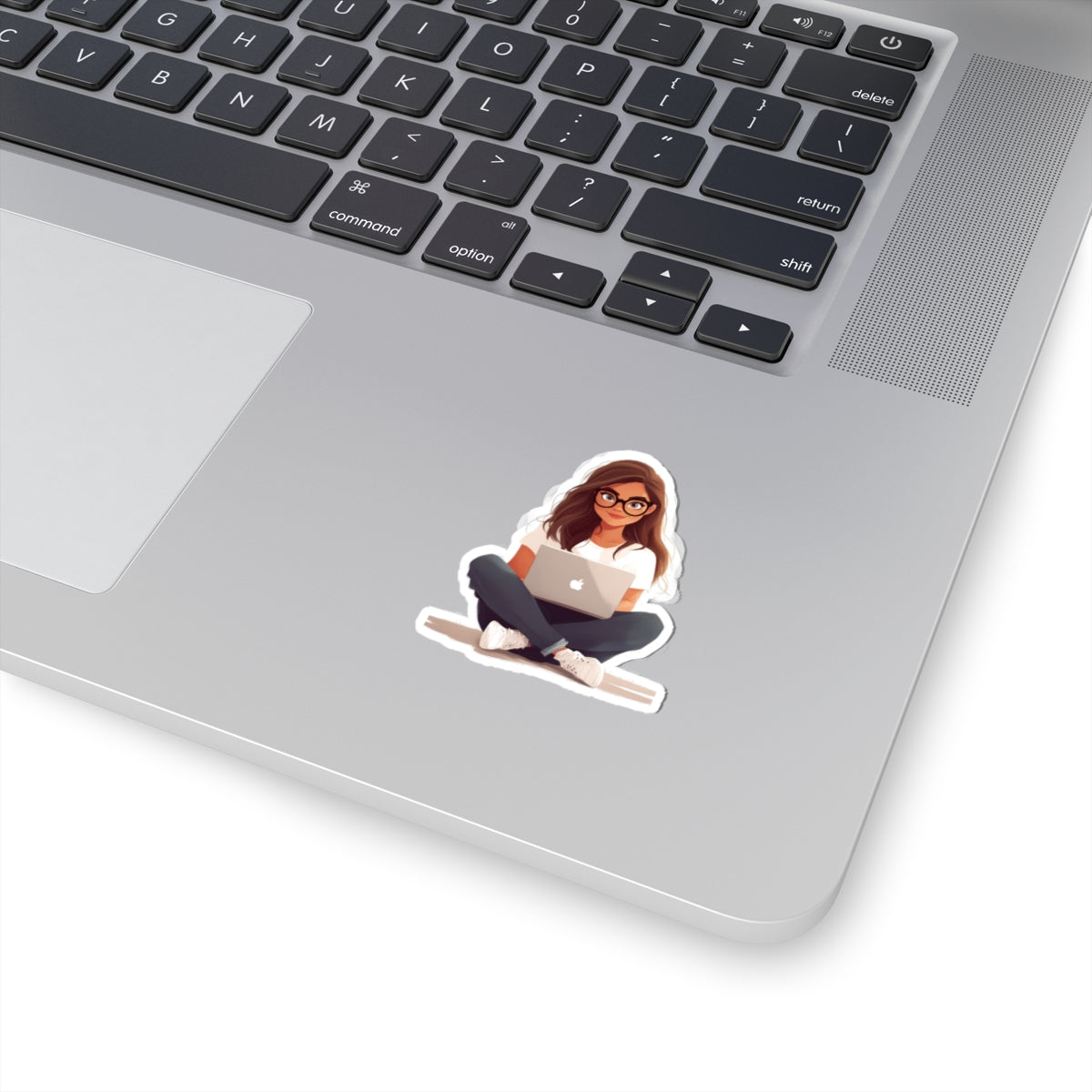 Brunette Woman with Glasses Sticker