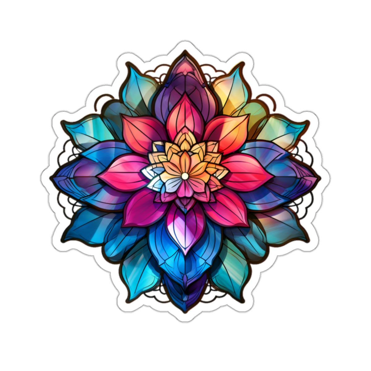 Stained Glass Flower Sticker