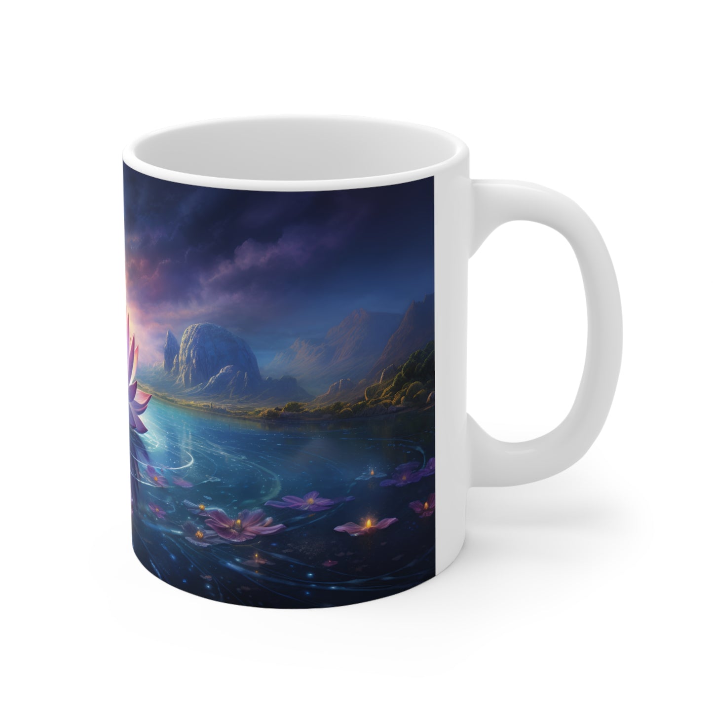 Lotus Blossom Ceramic Mug 11oz- Cosmic Lotus Blossom, Flower Mug