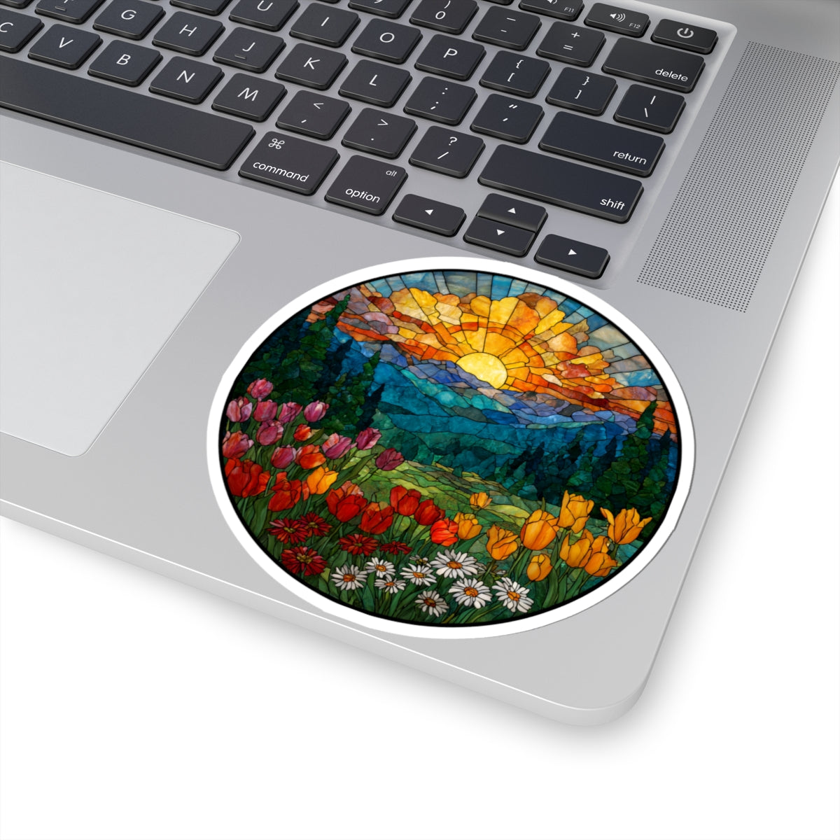 Stained Glass Mountain Sticker