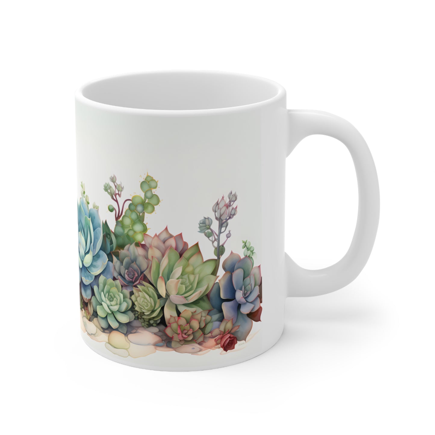 Succulent Plants Mug - 11 oz Ceramic Coffee Mug