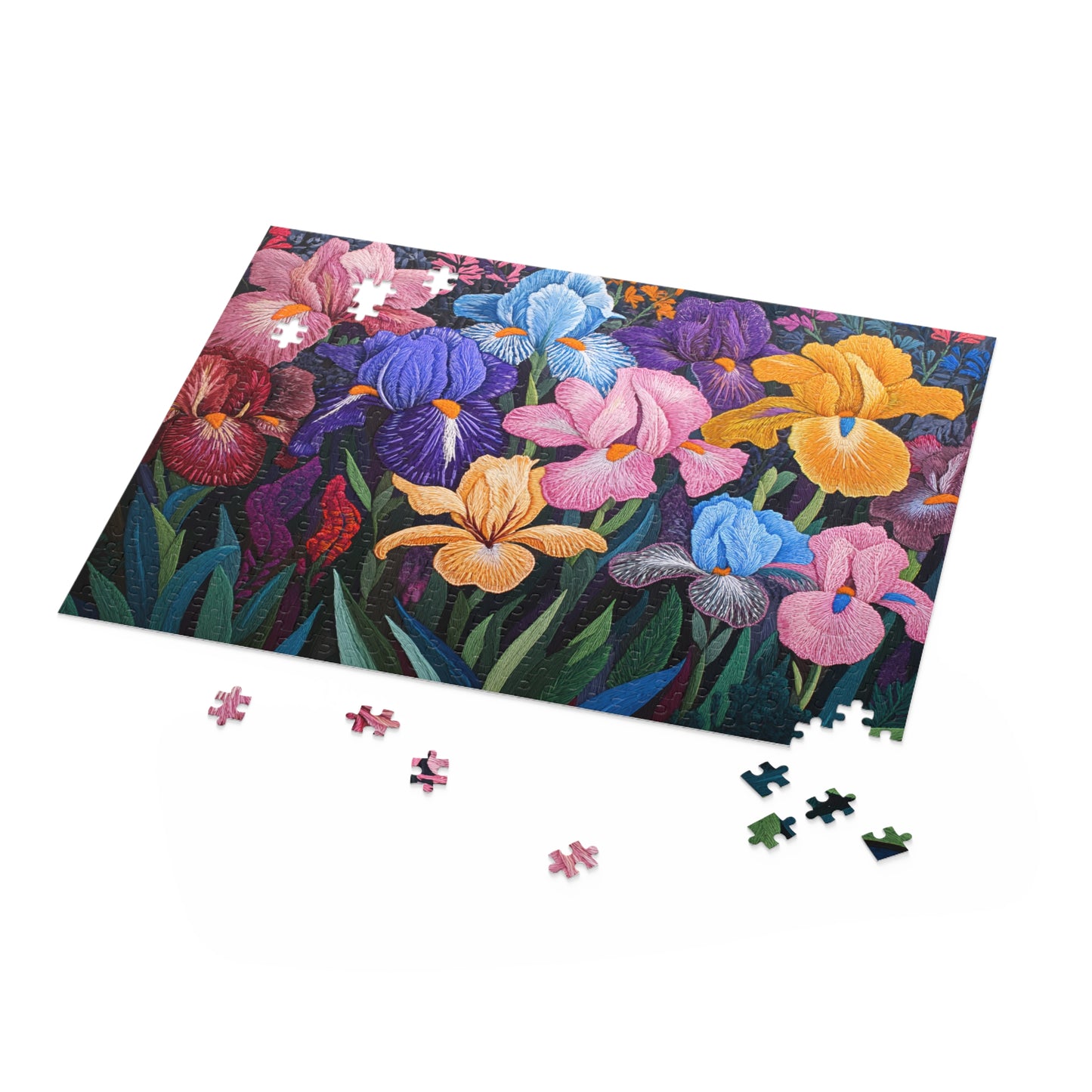 Faux Embroidered Irises Puzzle (252 or 500-Piece)