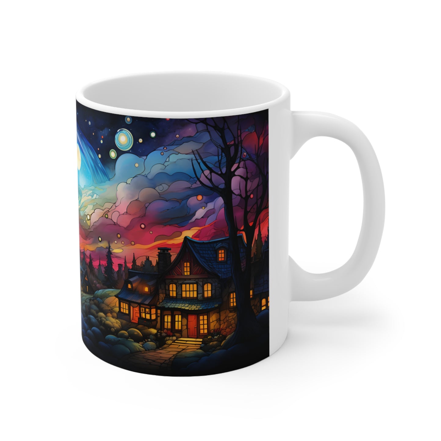 Pink Night Sky Mug - 11pz Ceramic Mug