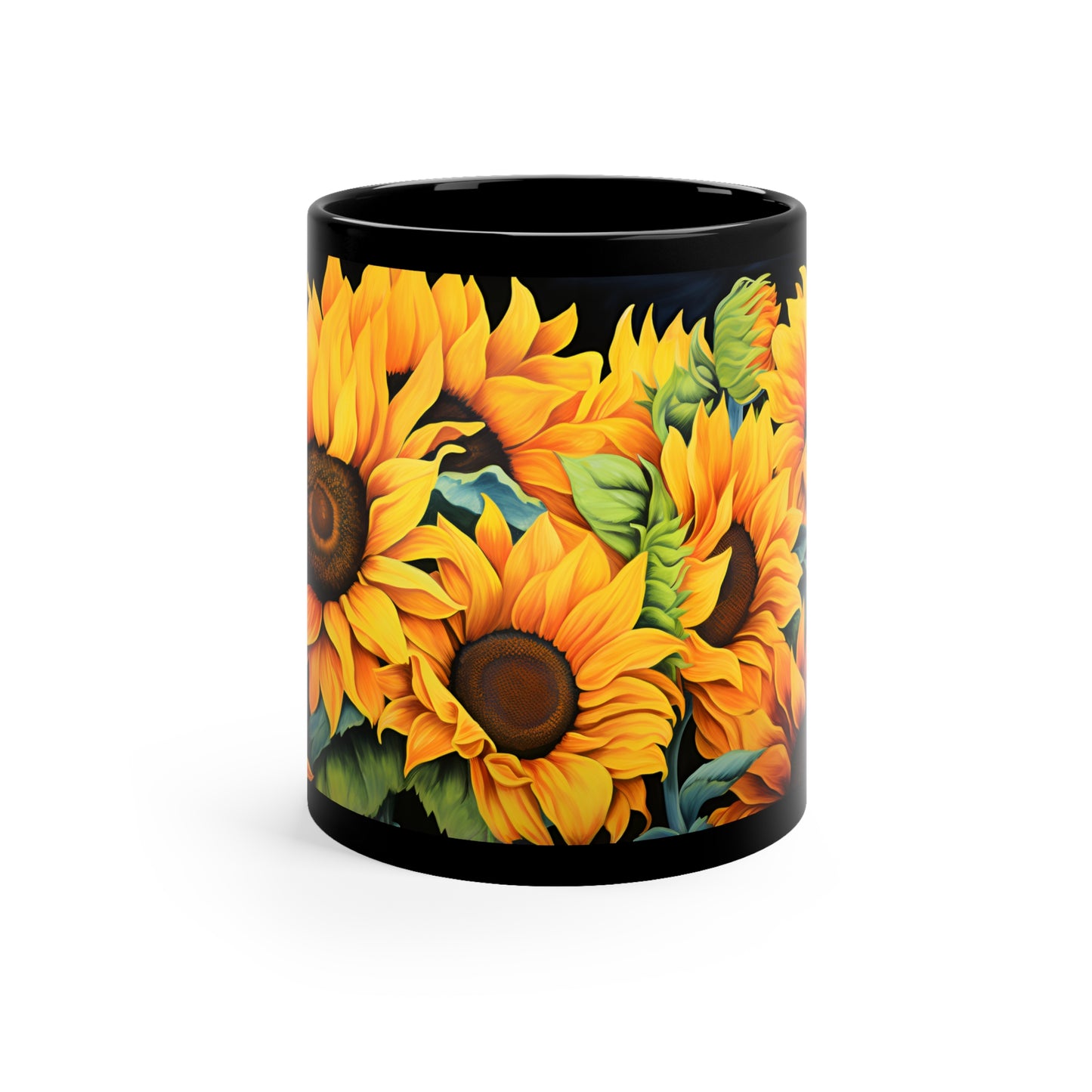 Sunflower Mug, 11oz Black Mug