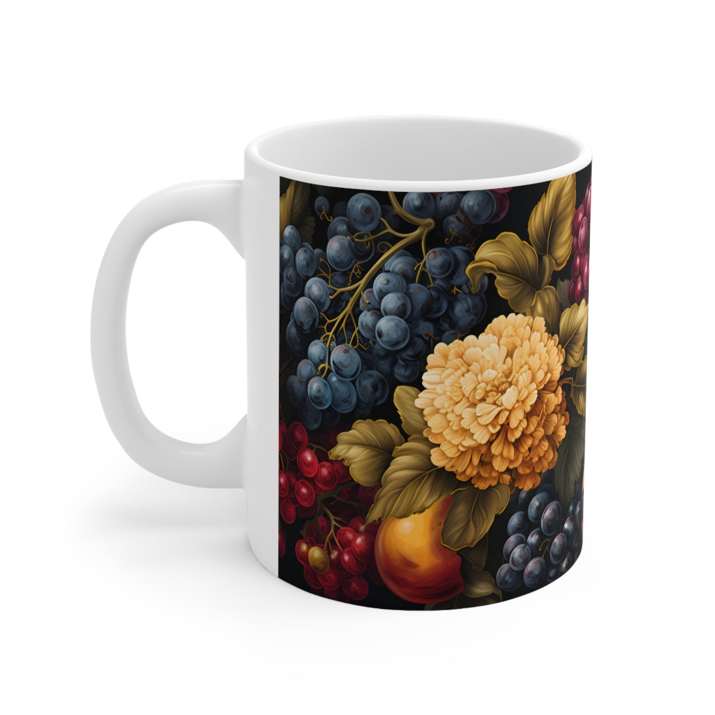 Fruits and Flowers Mug - 11 oz Ceramic Coffee Mug