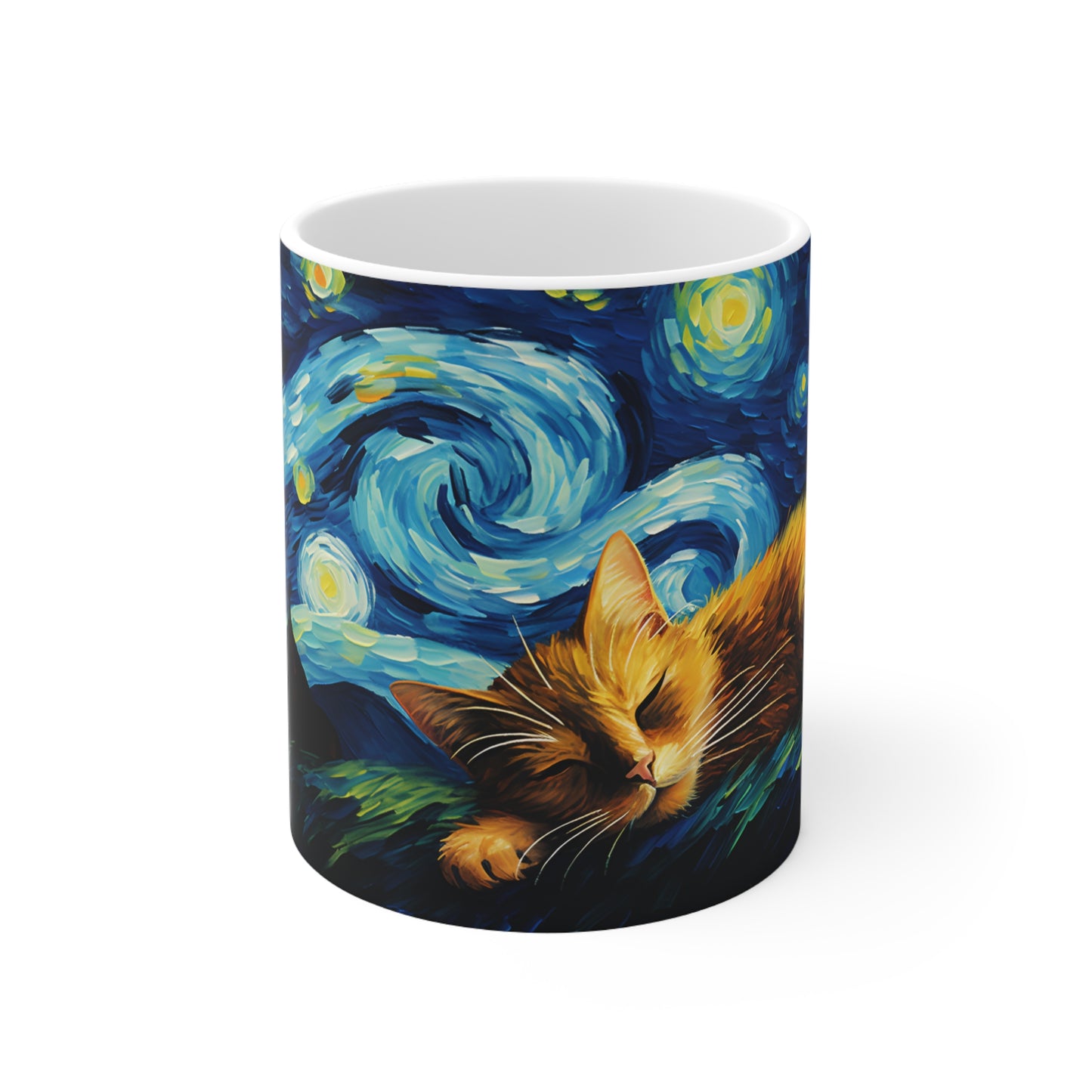Sleeping Cat Starry Night Mug- 11 oz Ceramic Mug -