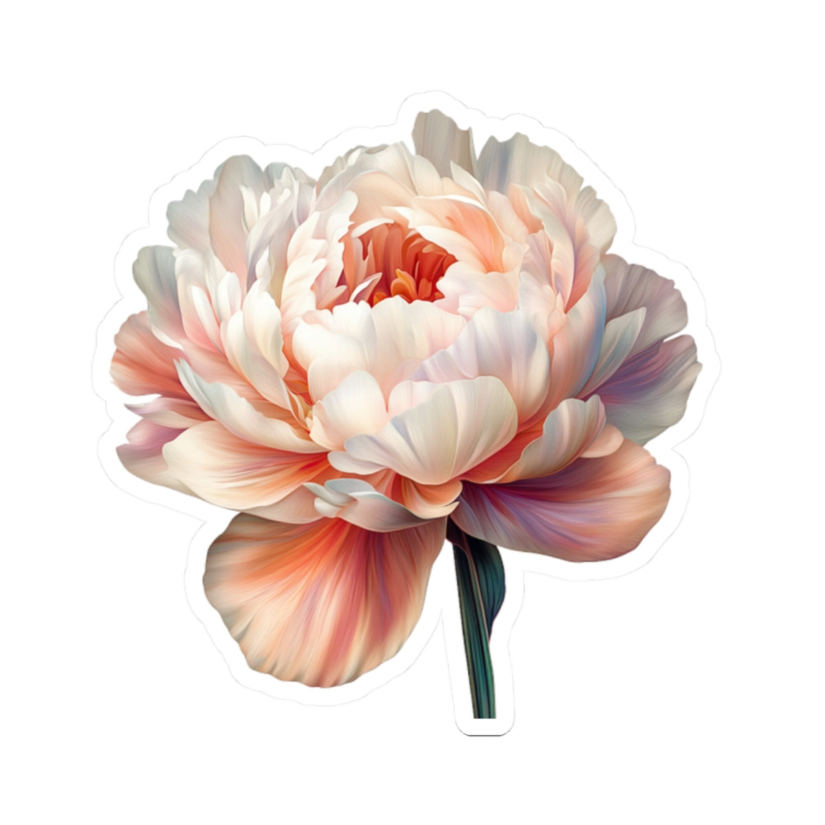 Pale Peach and White Peony Sticker
