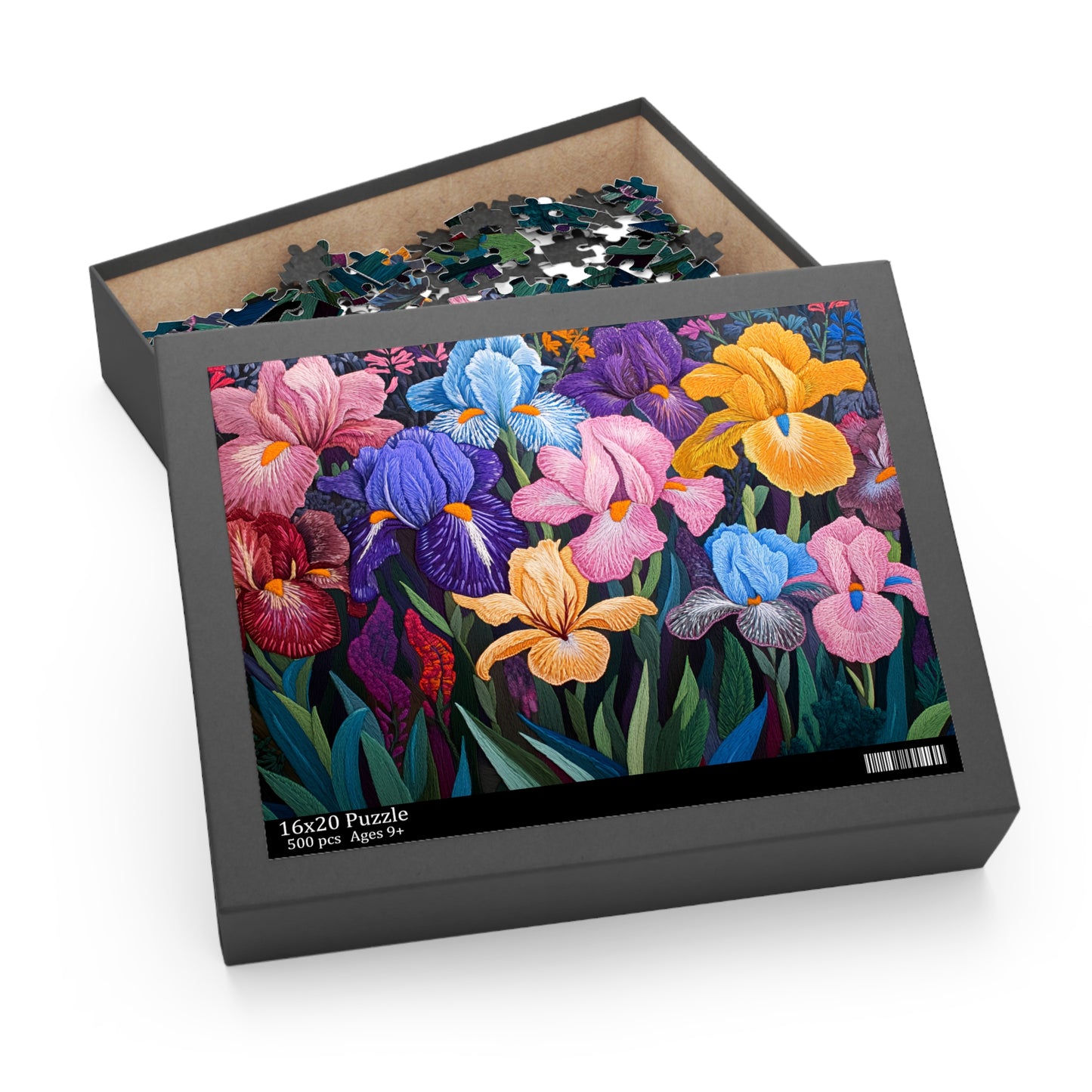 Faux Embroidered Irises Puzzle (252 or 500-Piece)