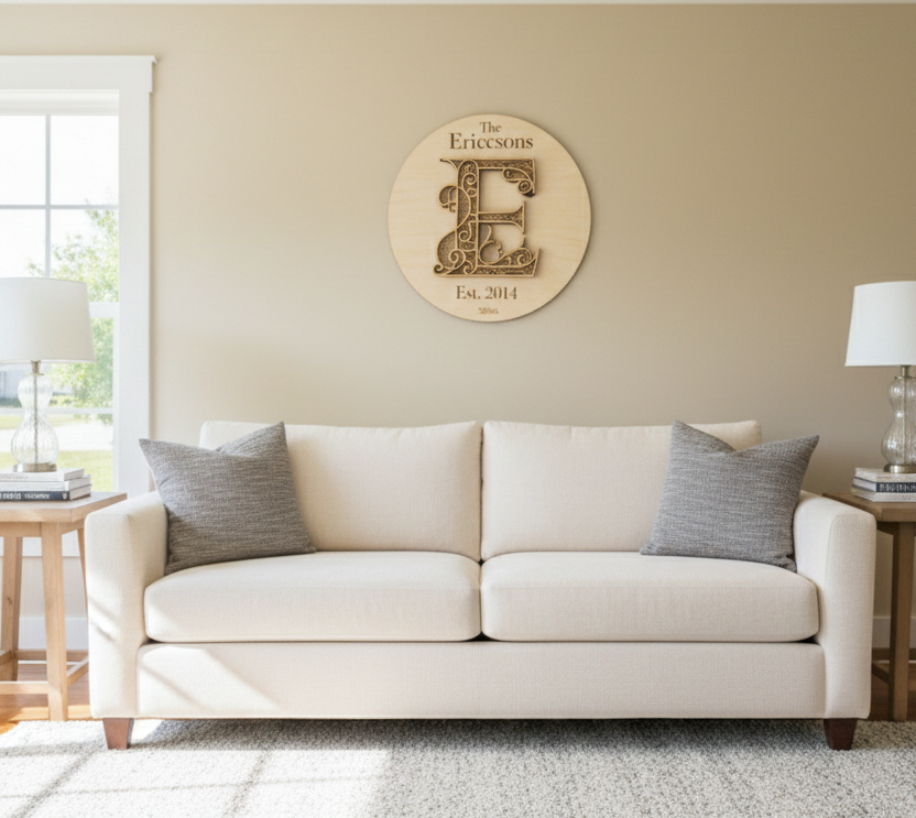 Round Wooden Name Sign