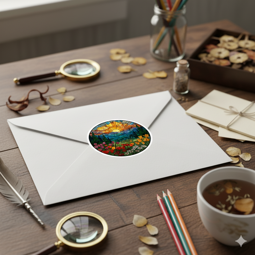 Stained Glass Mountain Sticker
