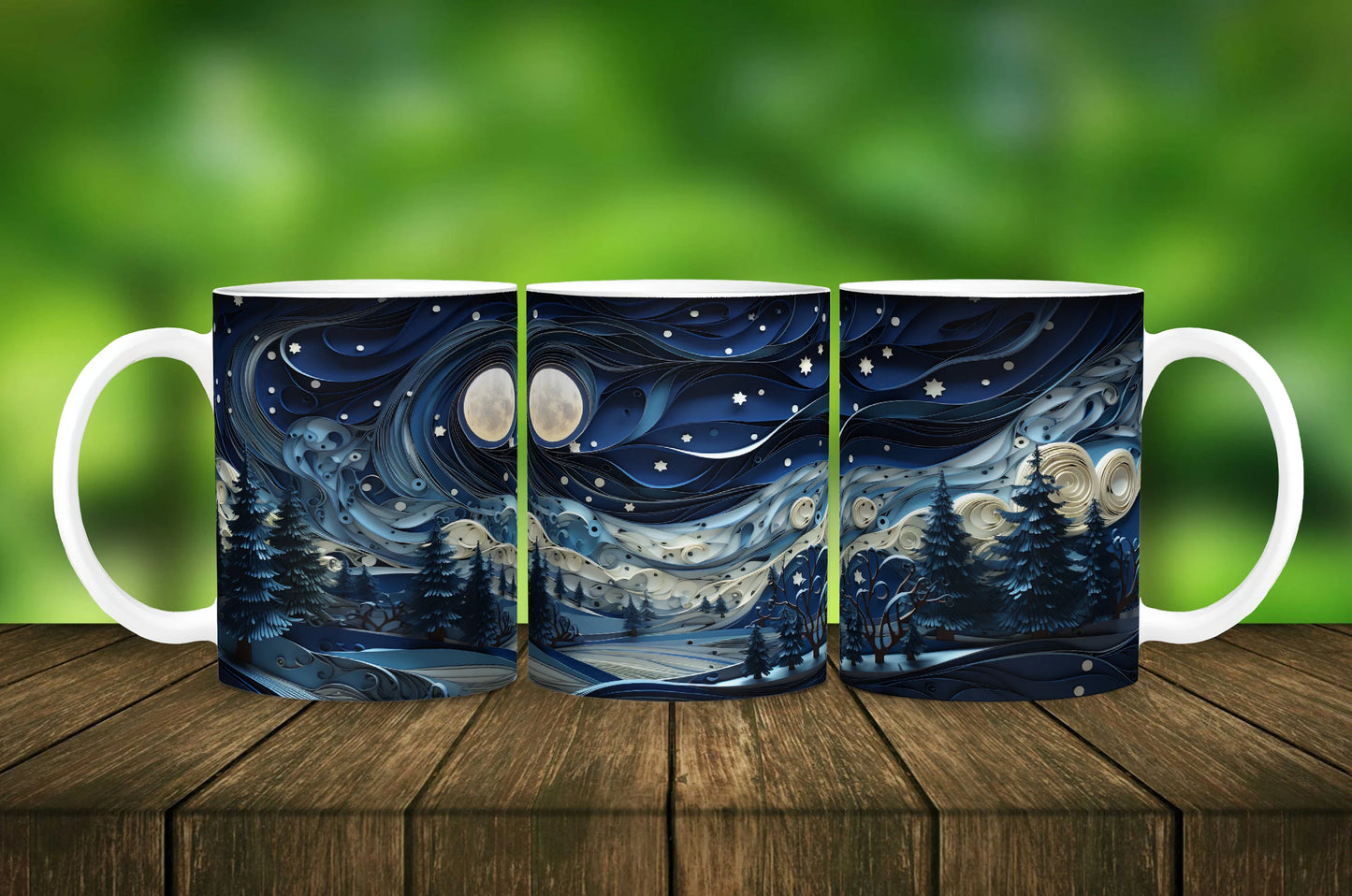 3D Paper Quilled Winter Winds Mug - 11 oz Ceramic Mug -