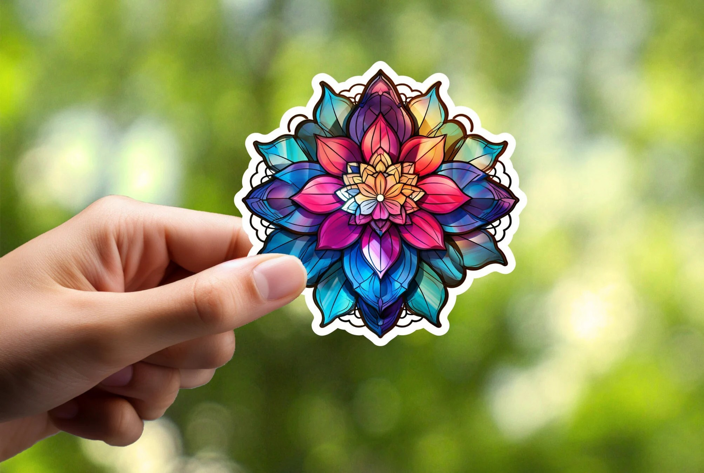 Stained Glass Flower Sticker