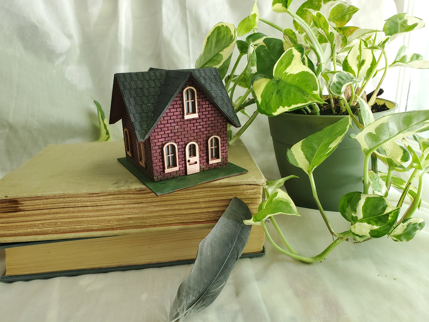 Miniature Fairy House – Hemlock Hollow | Plant Shelf Decor | Whimsical Laser-Cut DIY Tiny Home