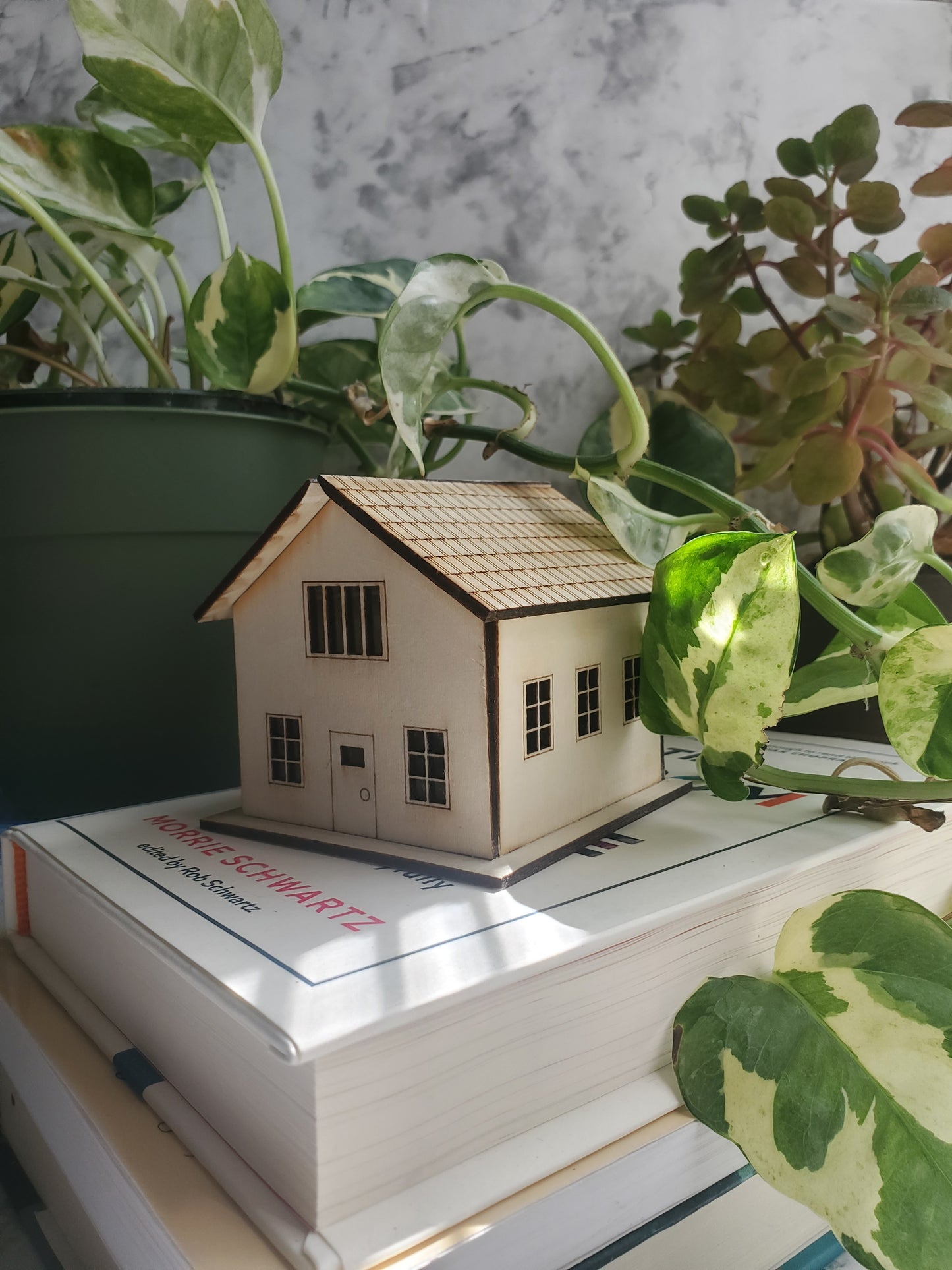 Modern Miniature House – The Spruce Street Home | Tiny Laser-Cut Decor | Minimalist Desk or Plant Shelf Accent