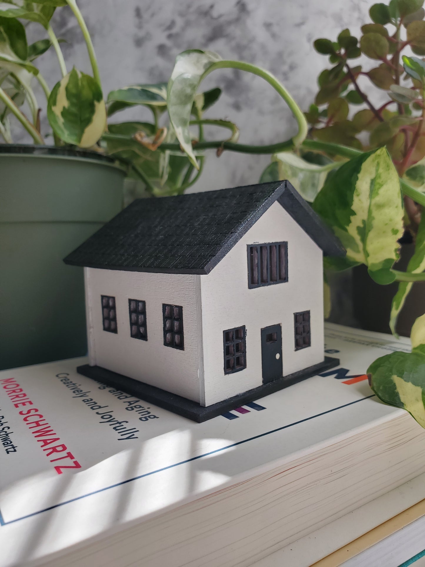 Modern Miniature House – The Spruce Street Home | Tiny Laser-Cut Decor | Minimalist Desk or Plant Shelf Accent