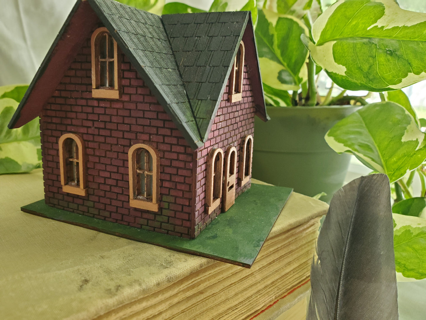 Miniature Fairy House – Hemlock Hollow | Plant Shelf Decor | Whimsical Laser-Cut DIY Tiny Home