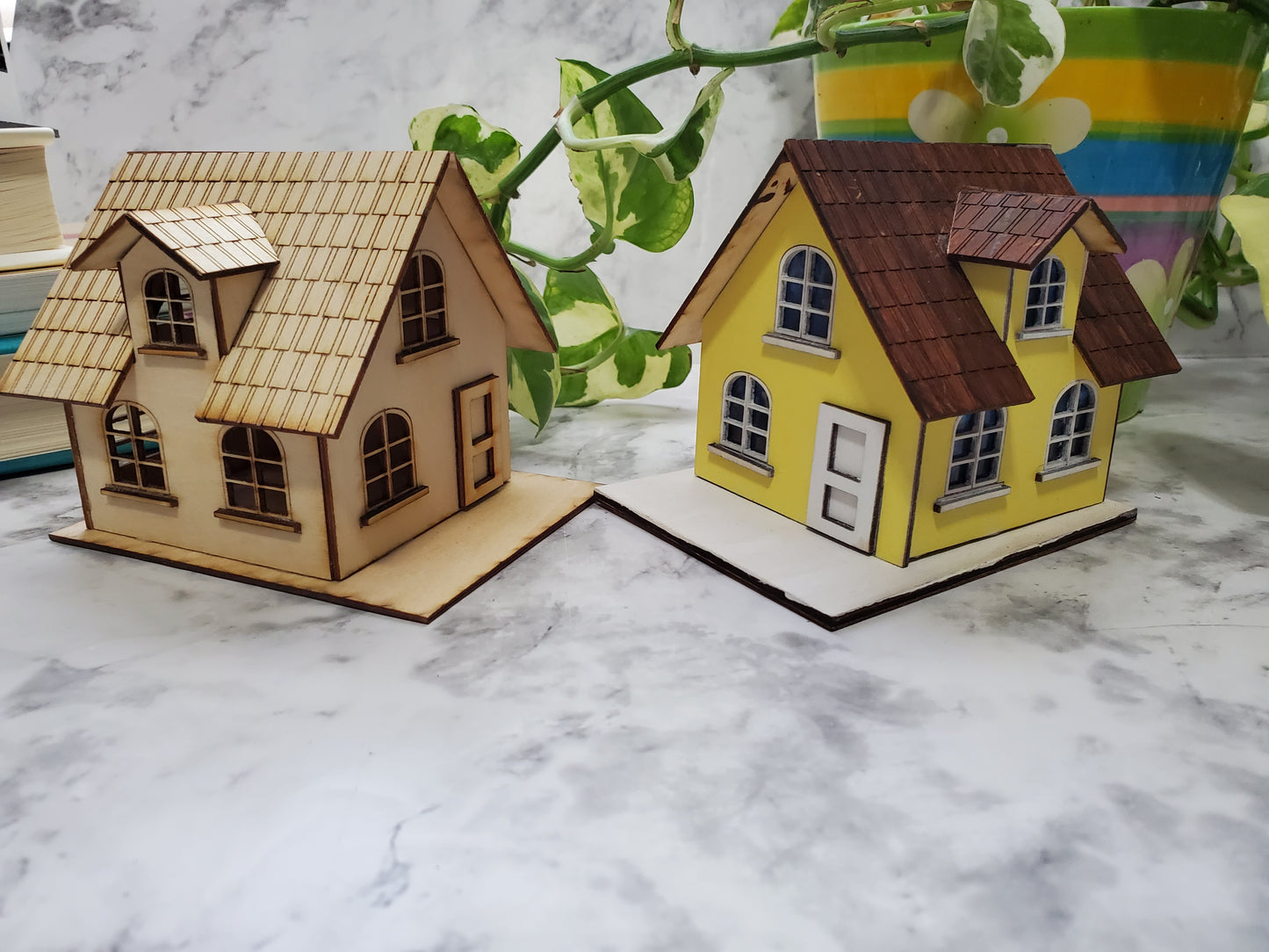 Miniature Fairy House – The Marigold Cottage | Plant Shelf Decor | Whimsical Laser-Cut DIY Tiny Home