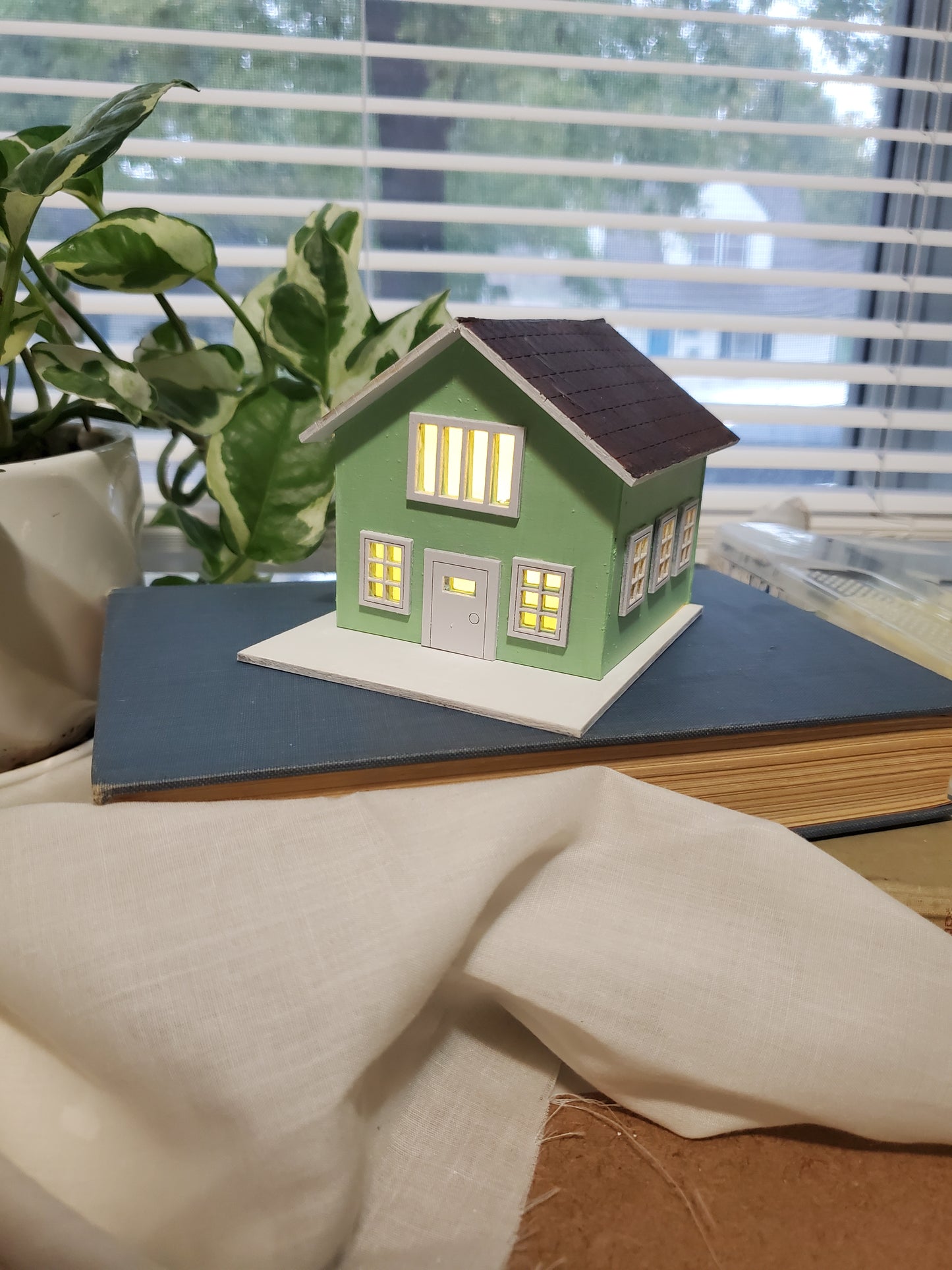 Modern Miniature House – The Spruce Street Home | Tiny Laser-Cut Decor | Minimalist Desk or Plant Shelf Accent